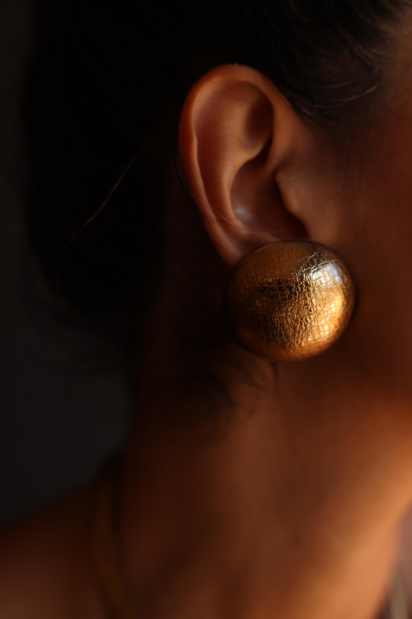 Gilded Globe Vintage Clip-On Earrings|Vintage Baazaar 