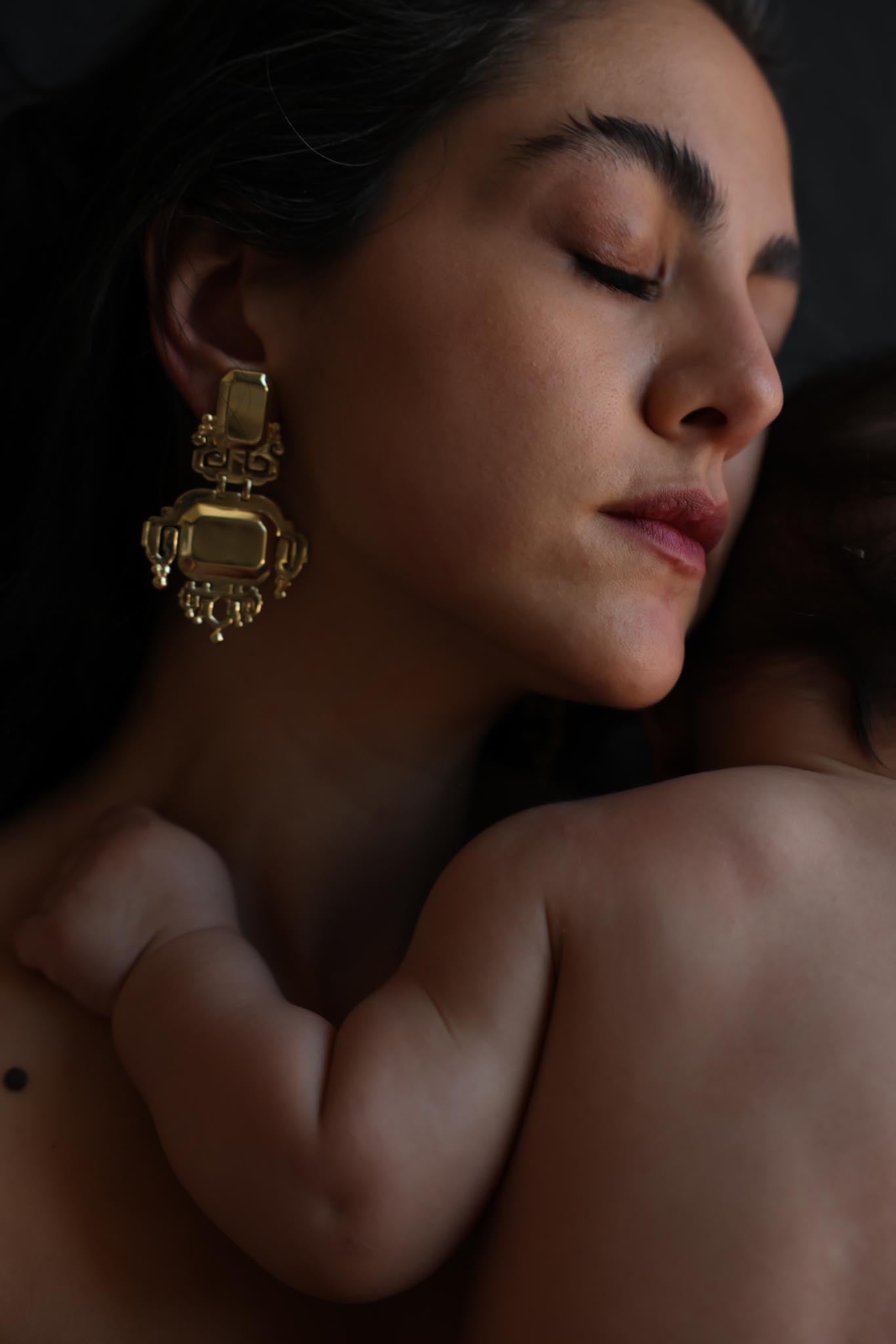 LIU Ornate Drop Clip-On Earrings