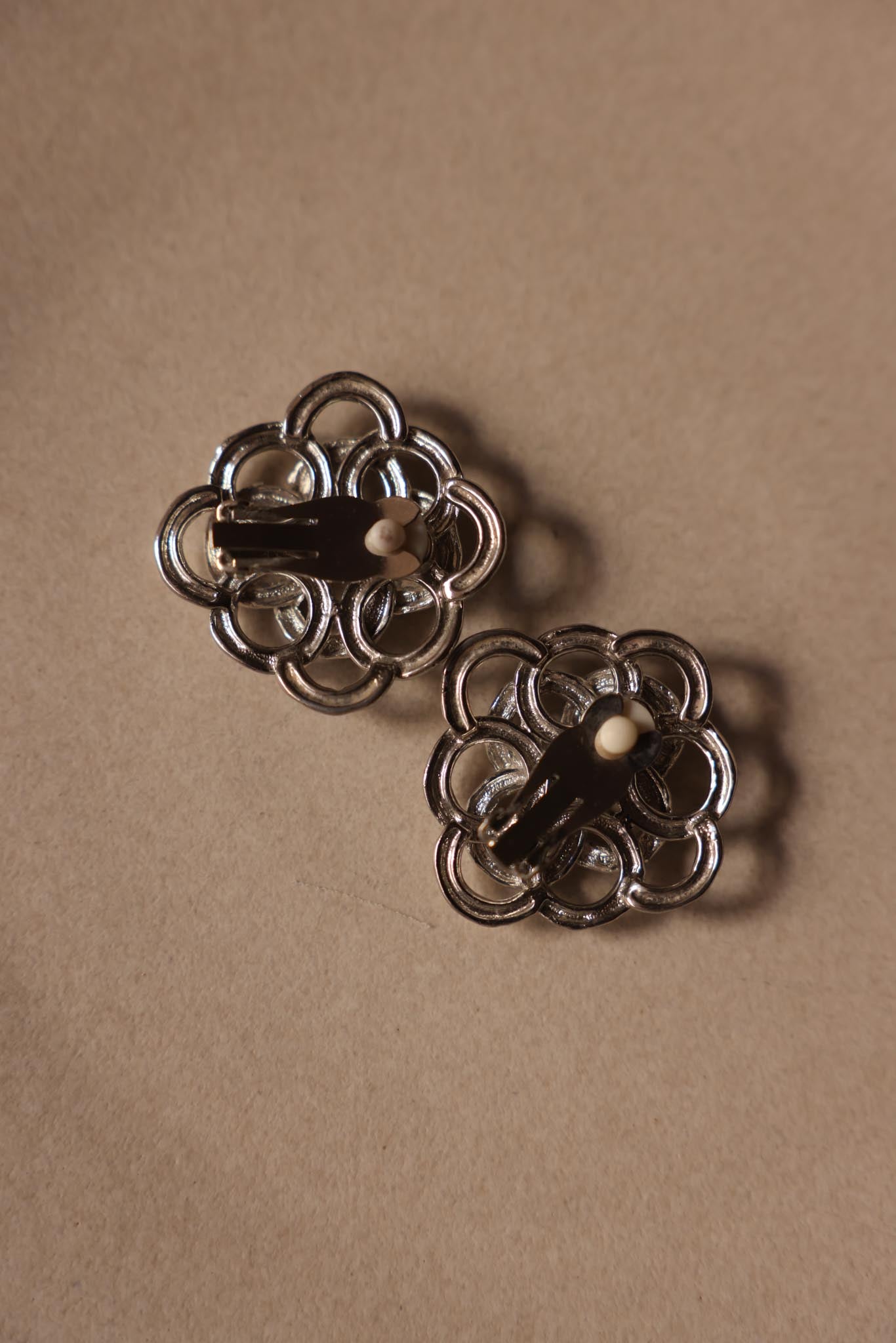 Silver-Tone Floral Cluster Clip-On Earrings