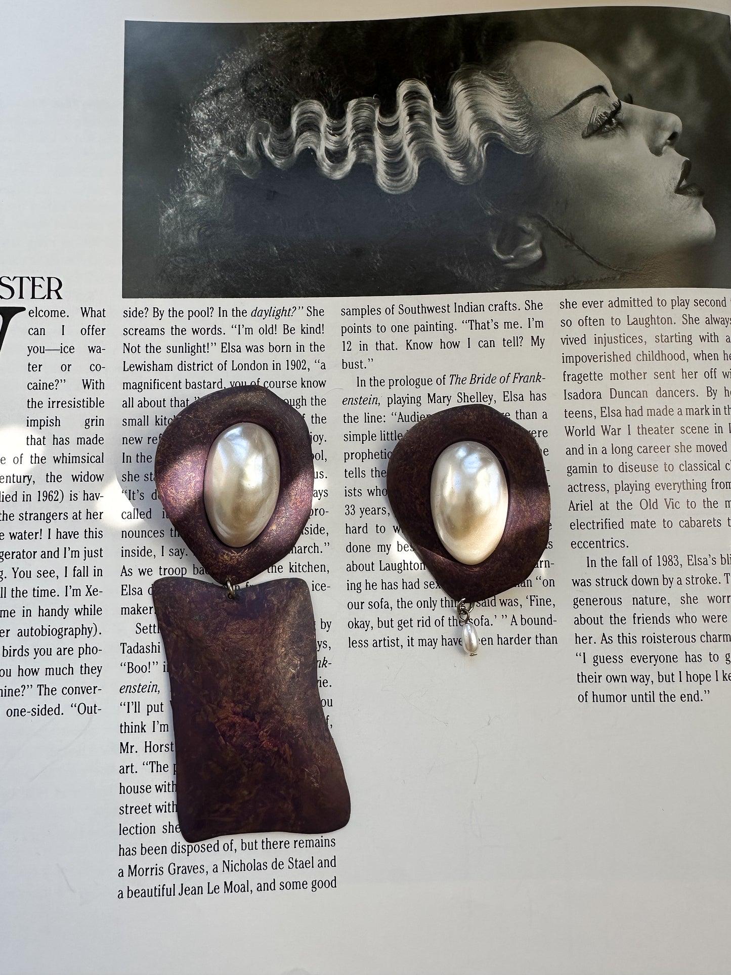 Violet Pearl Statement Earrings|Vintage Baazaar 