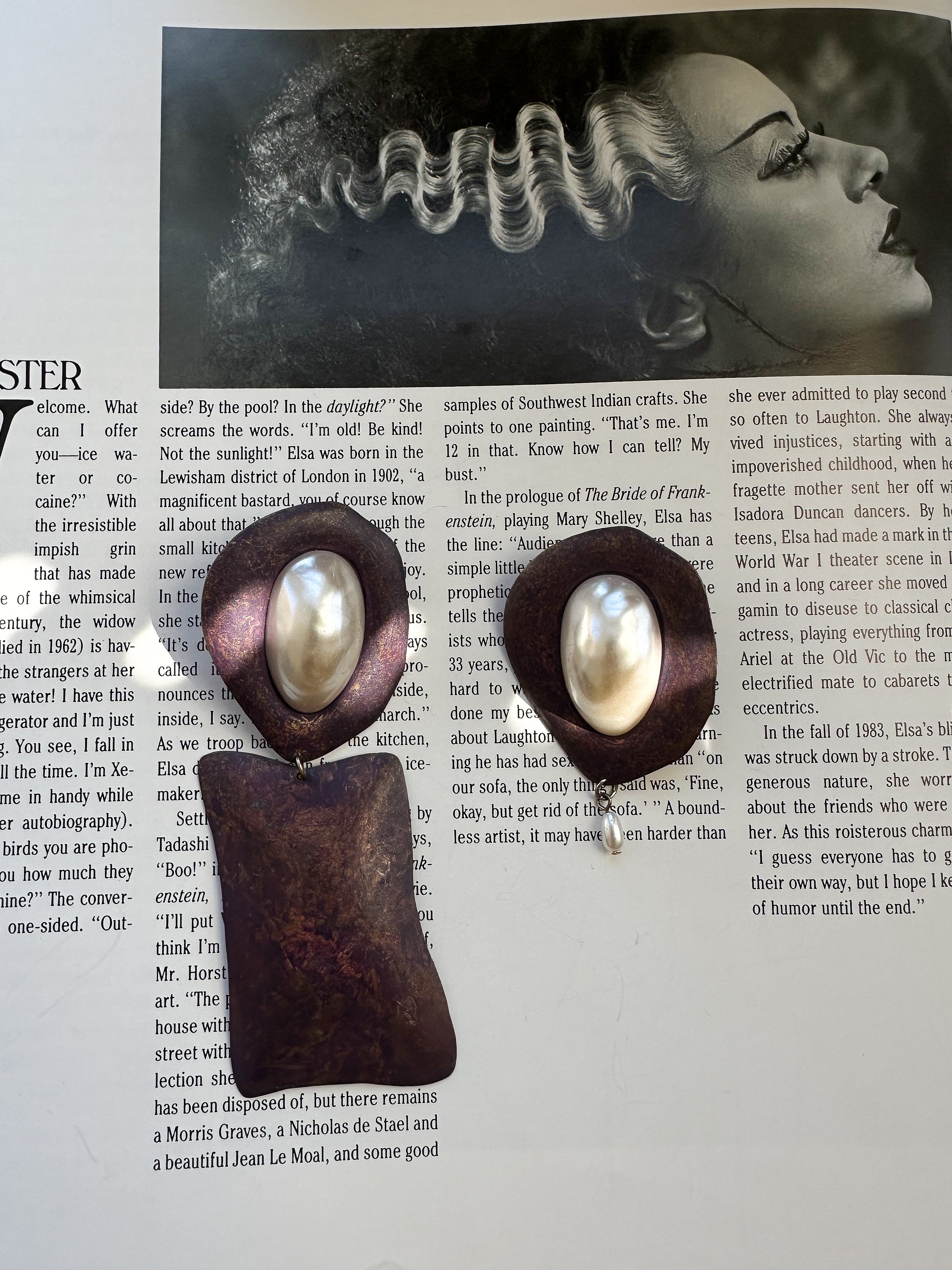 Violet Pearl Statement Earrings|Vintage Baazaar 