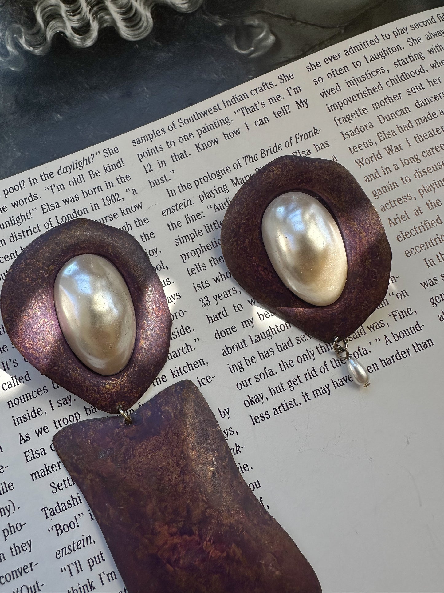 Violet Pearl Statement Earrings|Vintage Baazaar 