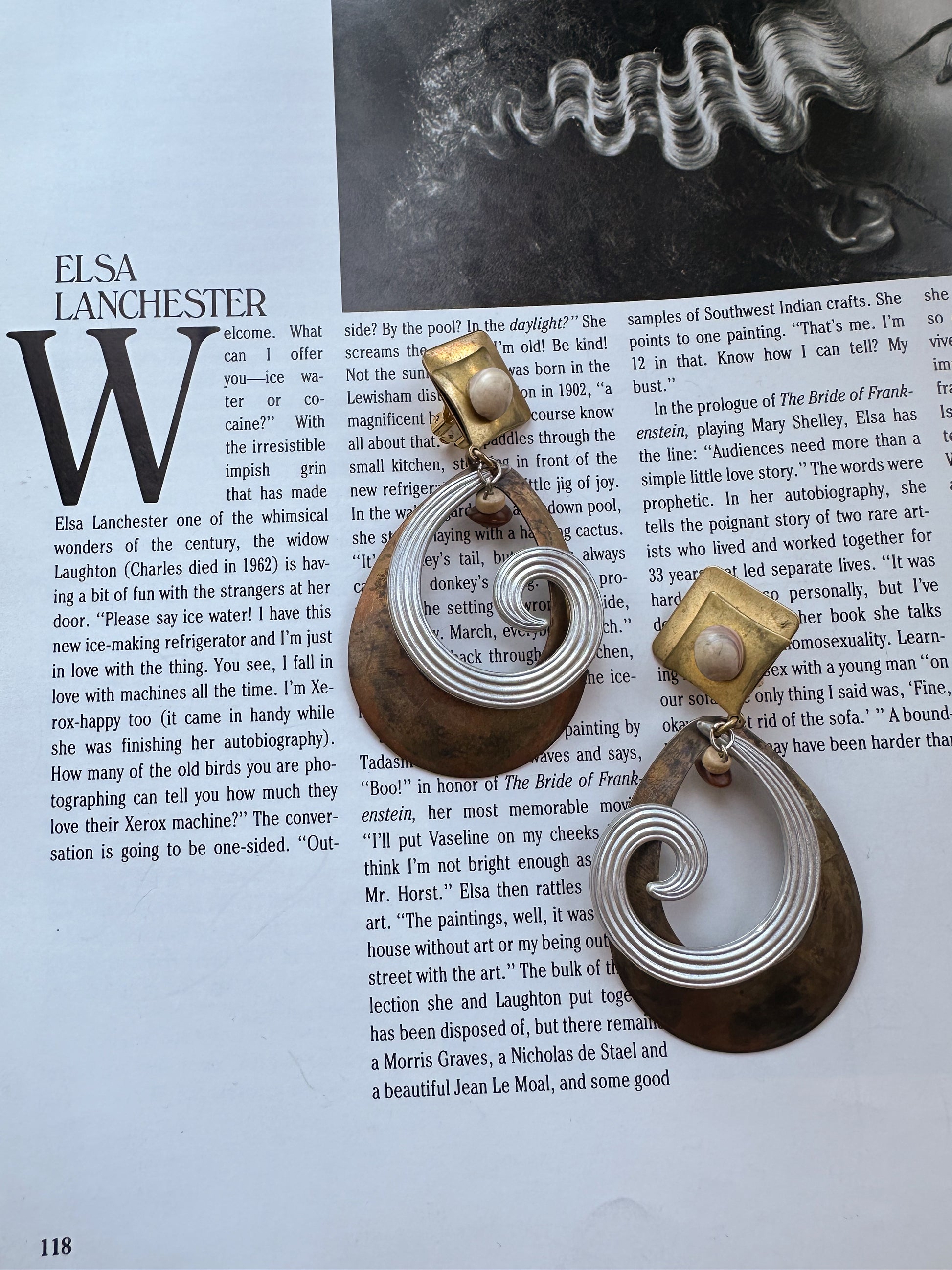 Swirl Brass Statement Earrings|Vintage Baazaar 