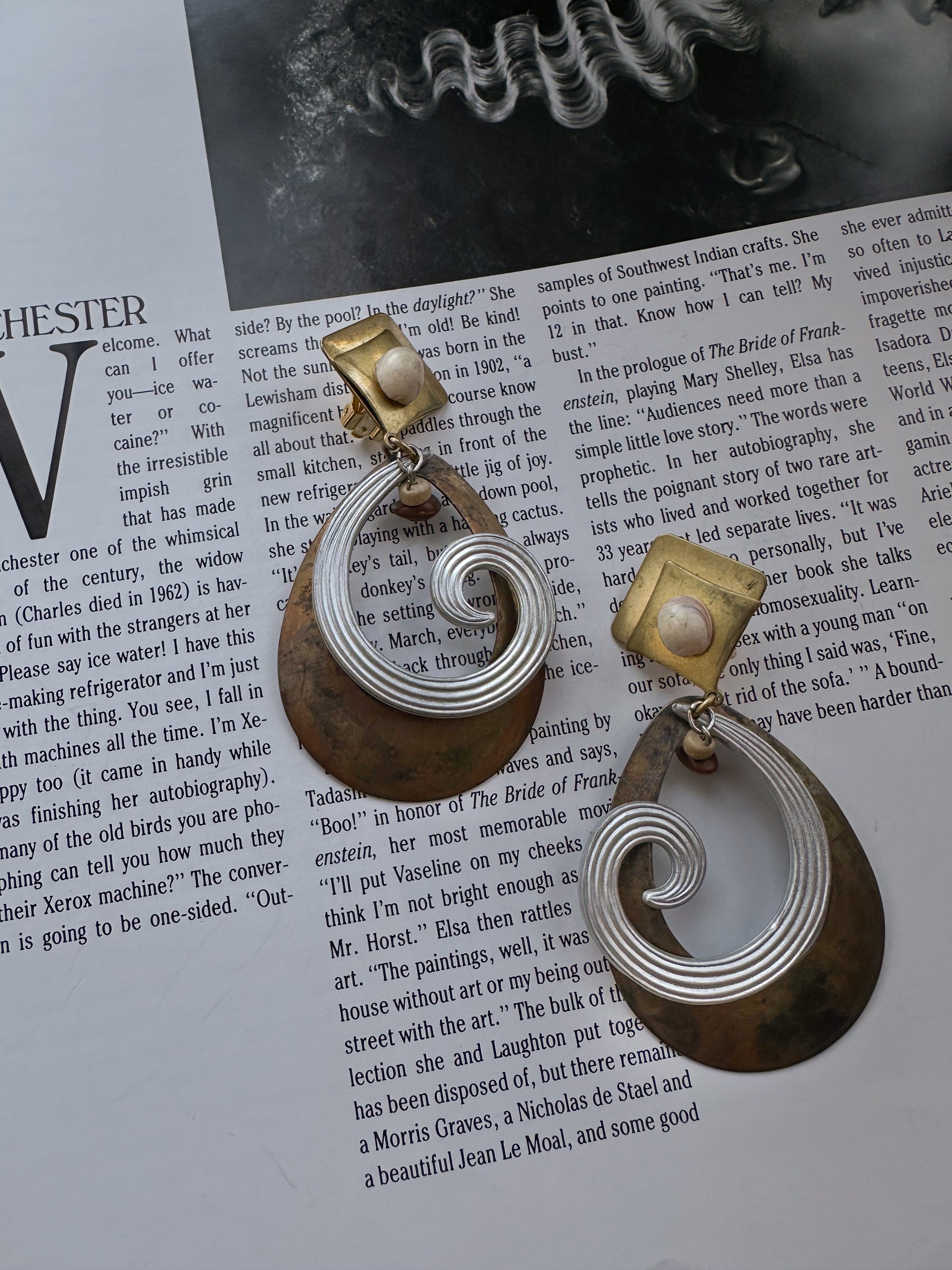 Swirl Brass Statement Earrings|Vintage Baazaar 