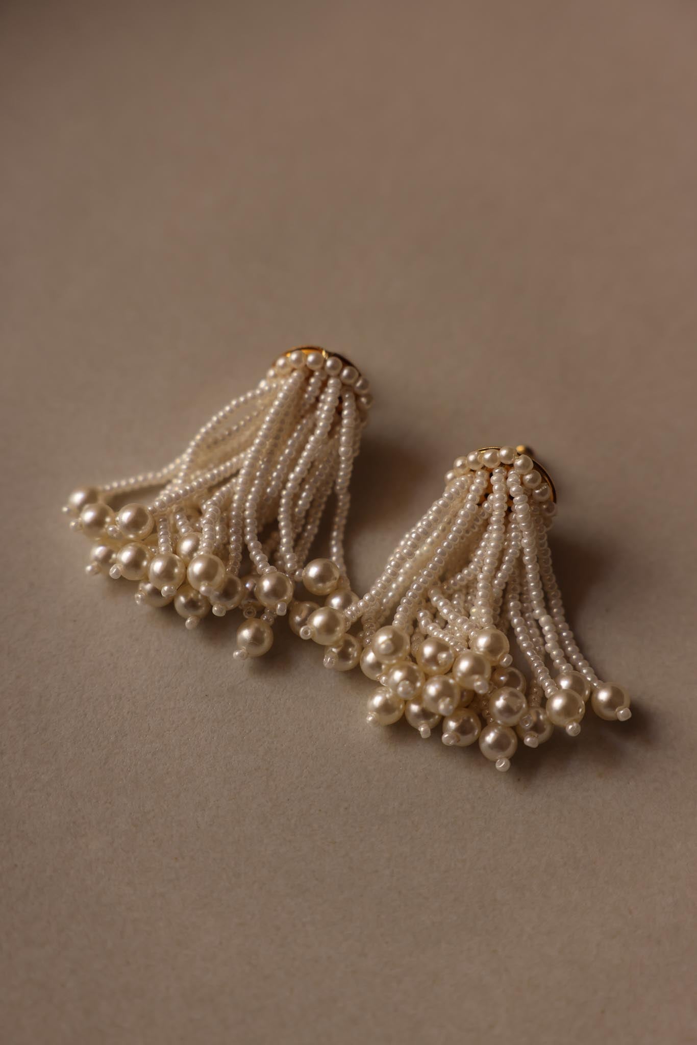 Pearl Tassel Dangle Earrings|Vintage Baazaar 