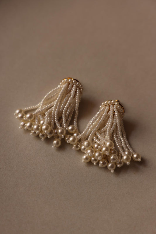 Pearl Tassel Dangle Earrings|Vintage Baazaar 