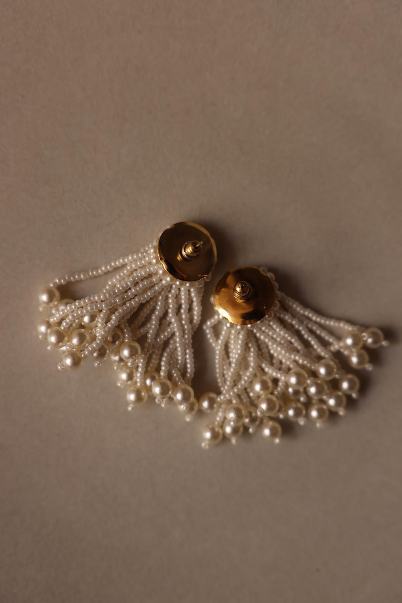 Pearl Tassel Dangle Earrings|Vintage Baazaar 