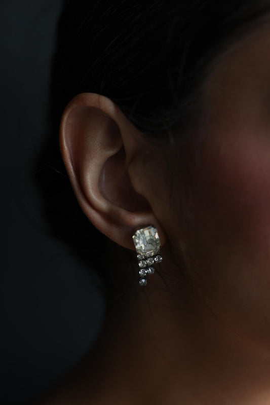 Clear Rhinestone Screw-Back Earrings