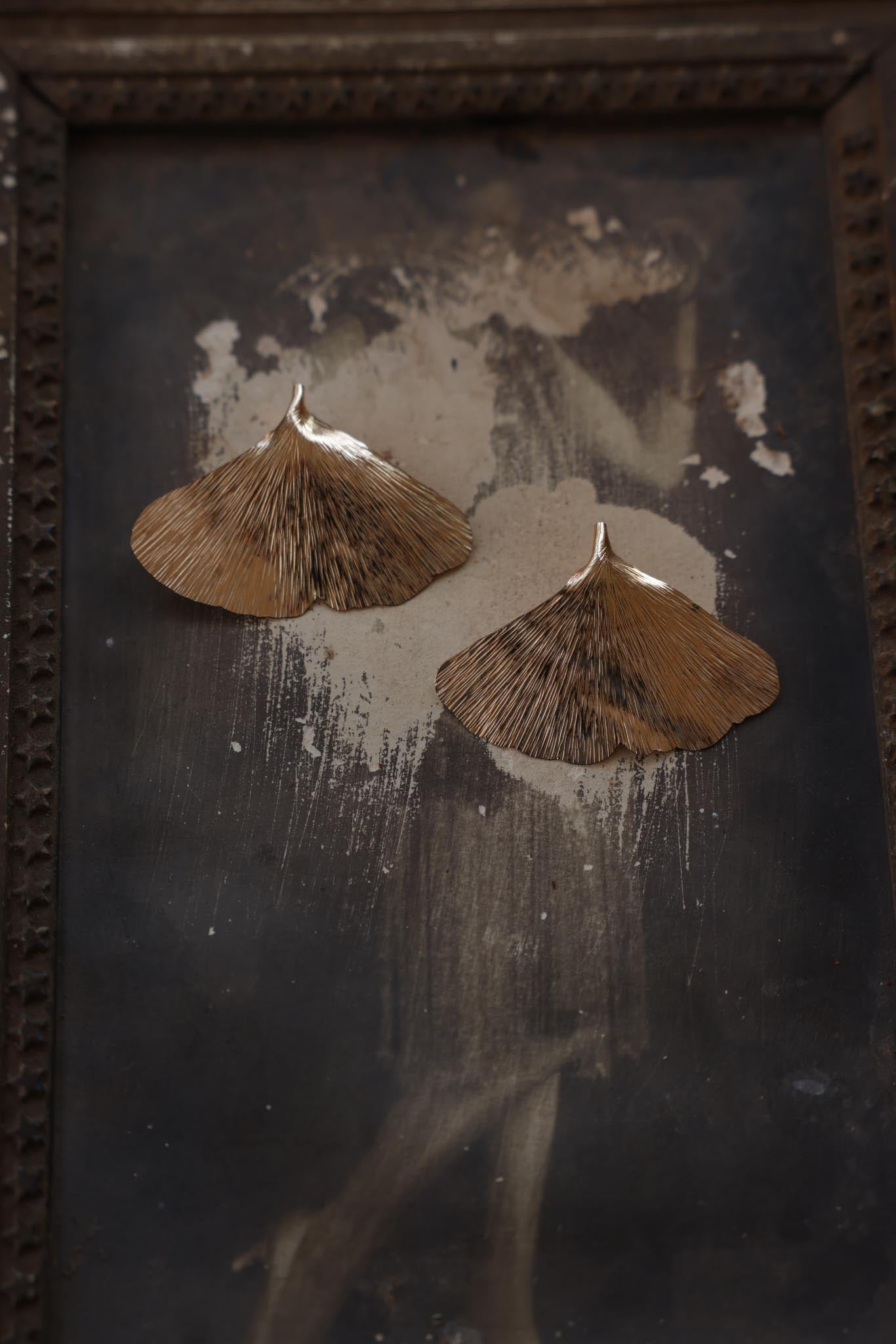 Golden Ginkgo Leaf Earrings|Vintage Baazaar 