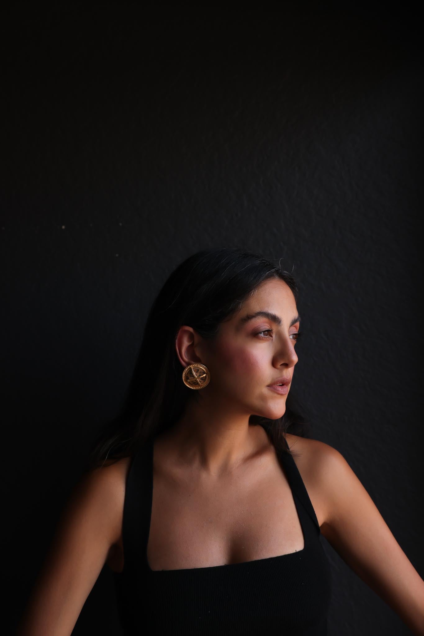 Leopard Suede and Matte Gold Clip-On Earrings