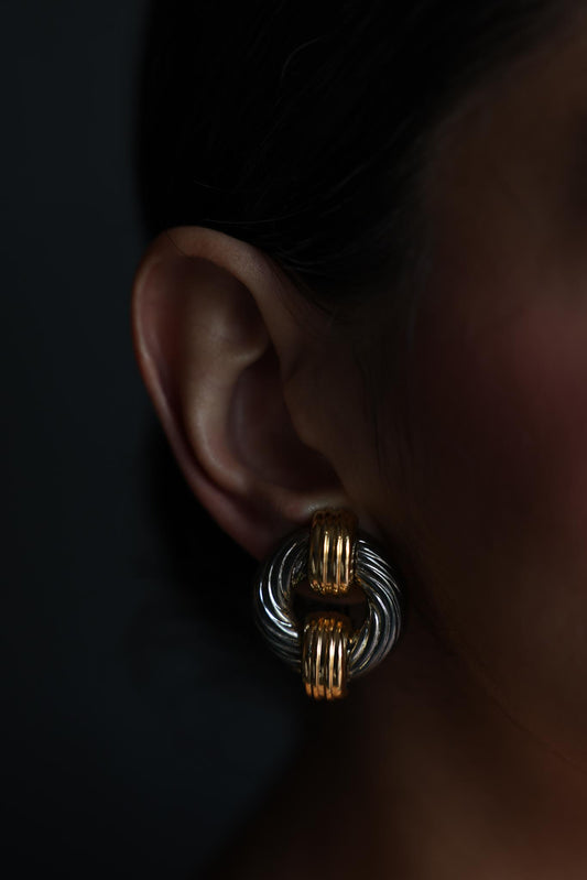 Two-Tone Knot Clip-On Earrings