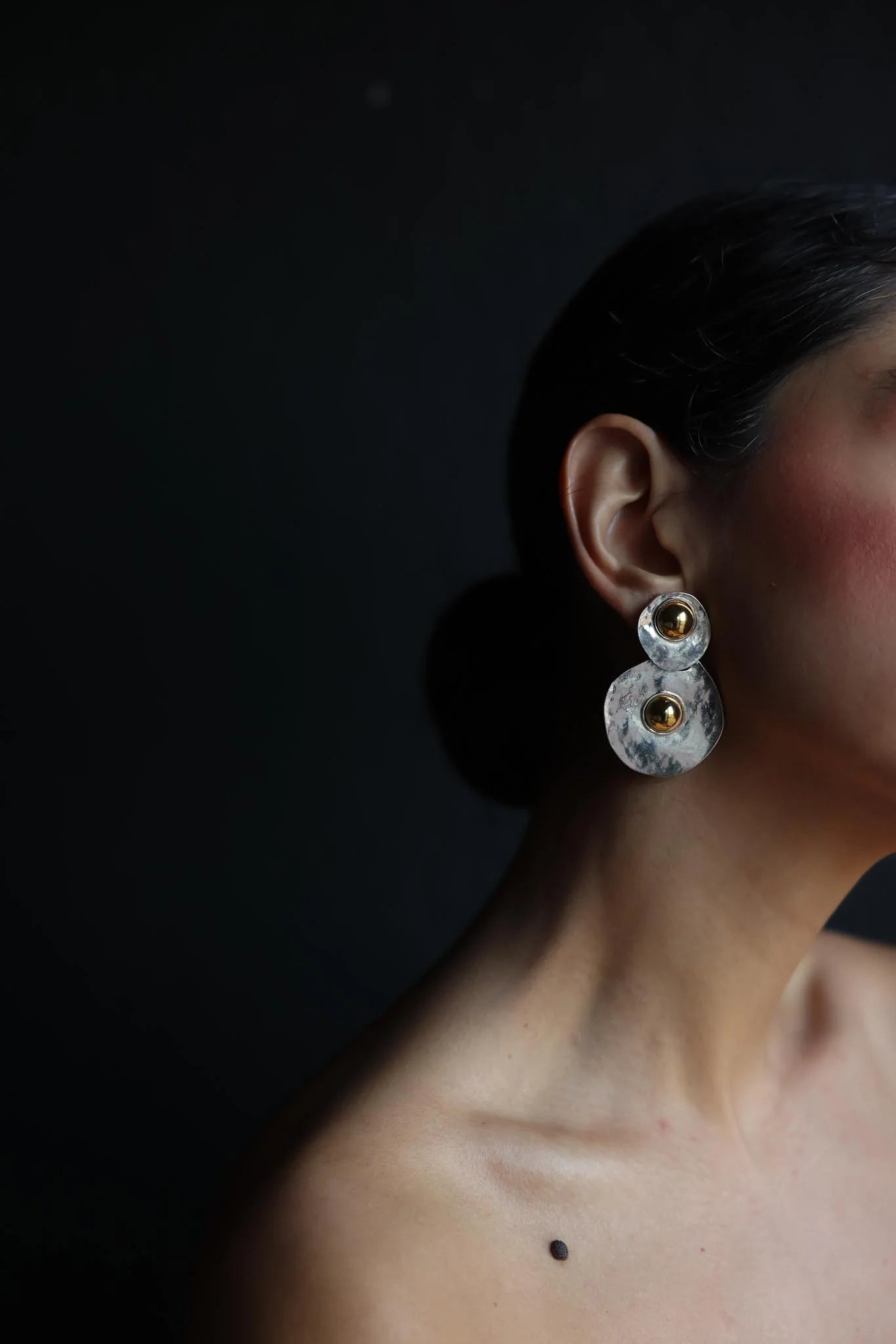Two-Tone Sculptural Clip-On Earrings