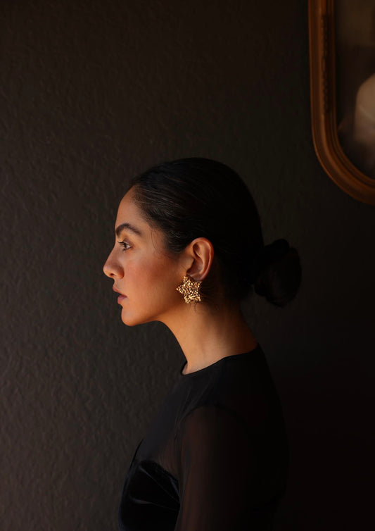 Starry Gold Clip-On Earrings|Vintage Baazaar 