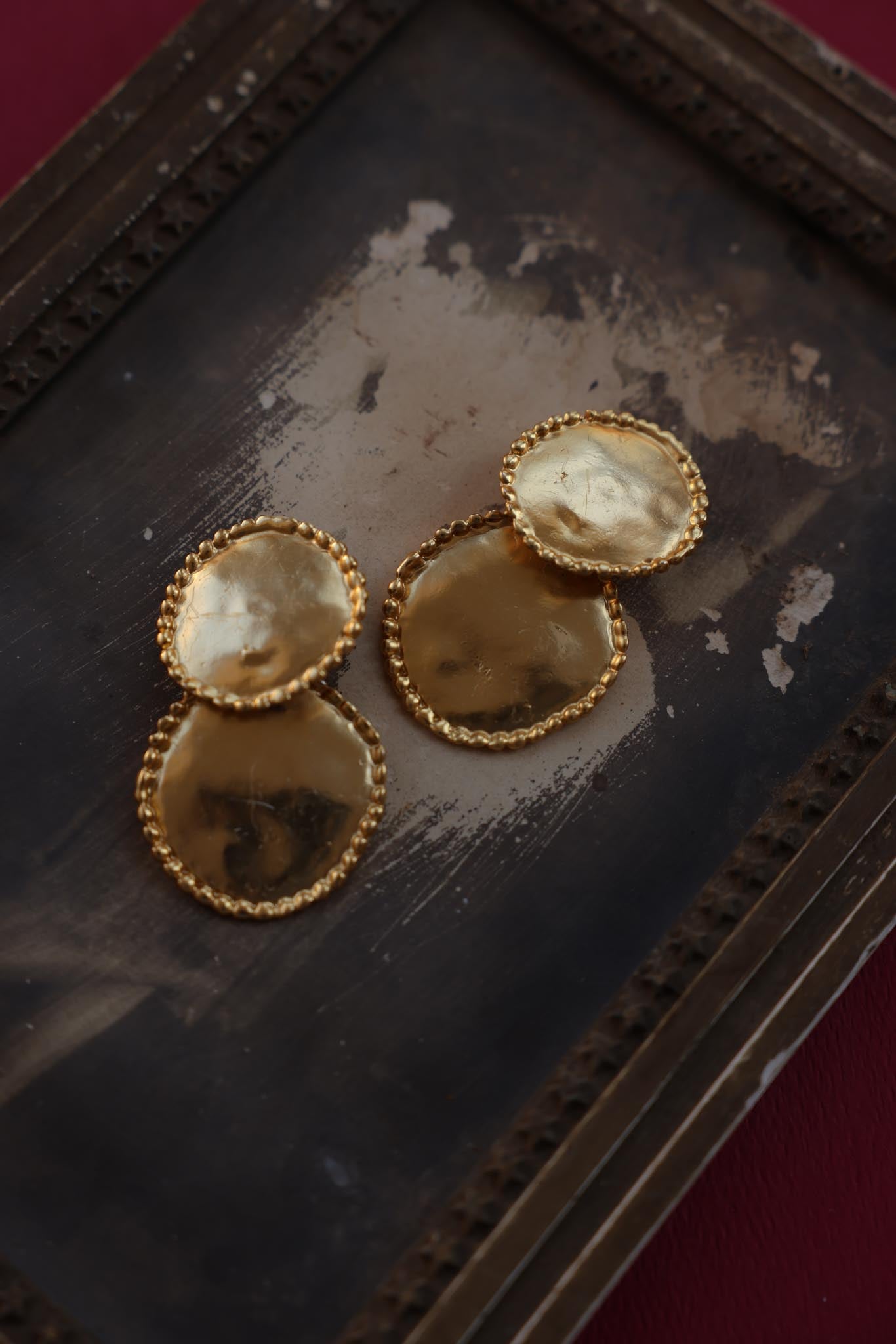 Radiant Double Disc Vintage Earrings|Vintage Baazaar 