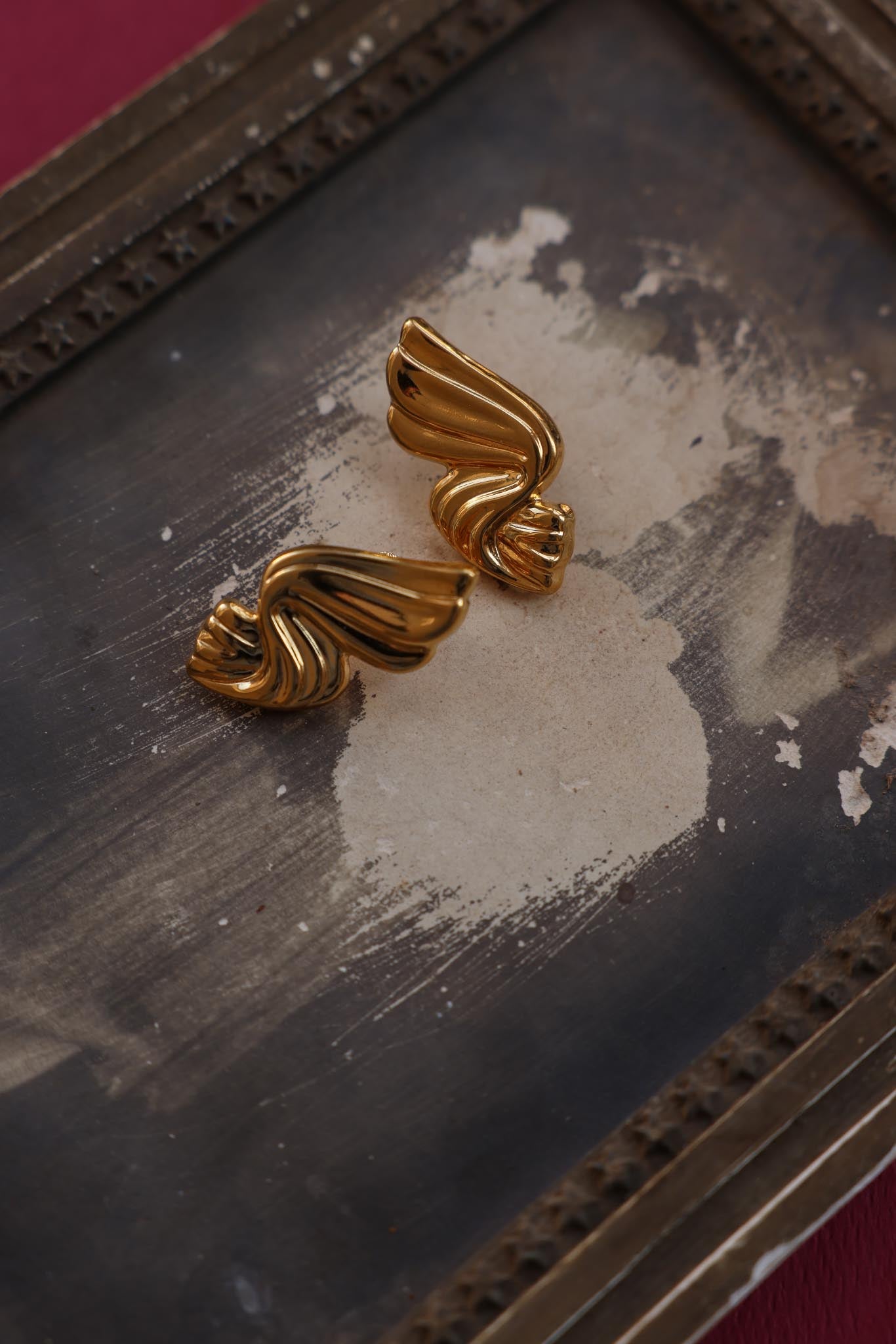 Golden Wave Clip On Earrings