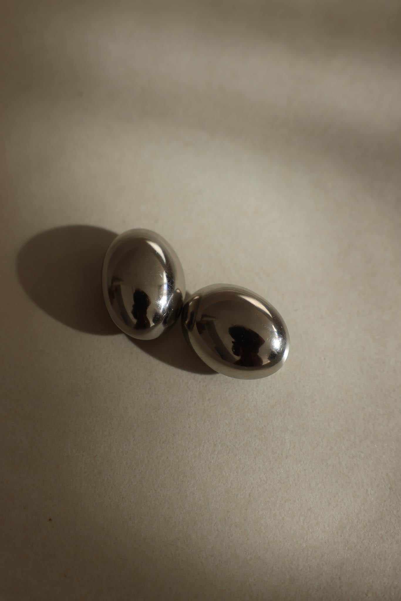 Silver-Tone Oval Clip-On Earrings