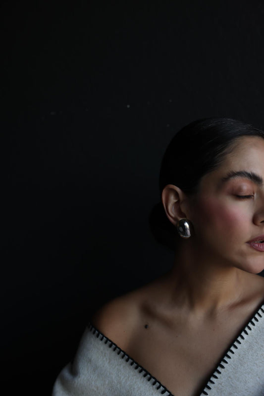 Silver-Tone Oval Clip-On Earrings