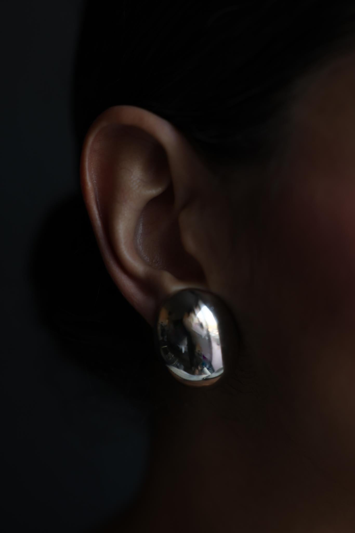 Silver-Tone Oval Clip-On Earrings