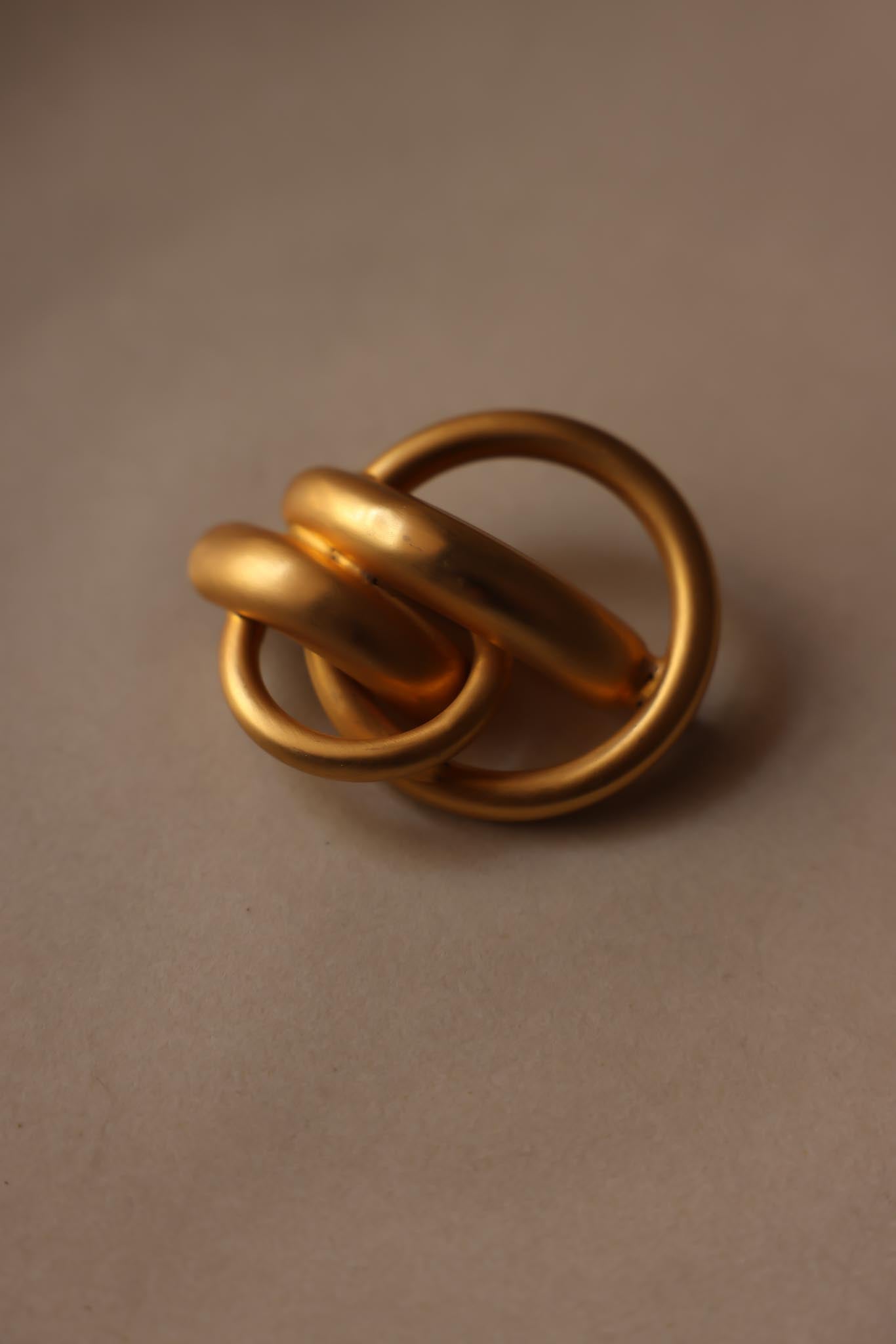 Sculptural Knot Matte Gold Brooch|Vintage Baazaar 