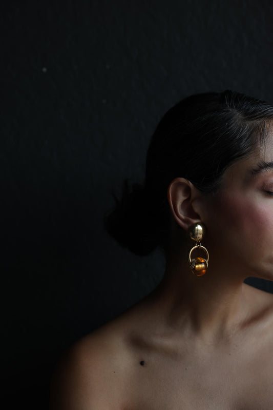 Made in Italy Gold-Tone Amber Clip-On Earrings