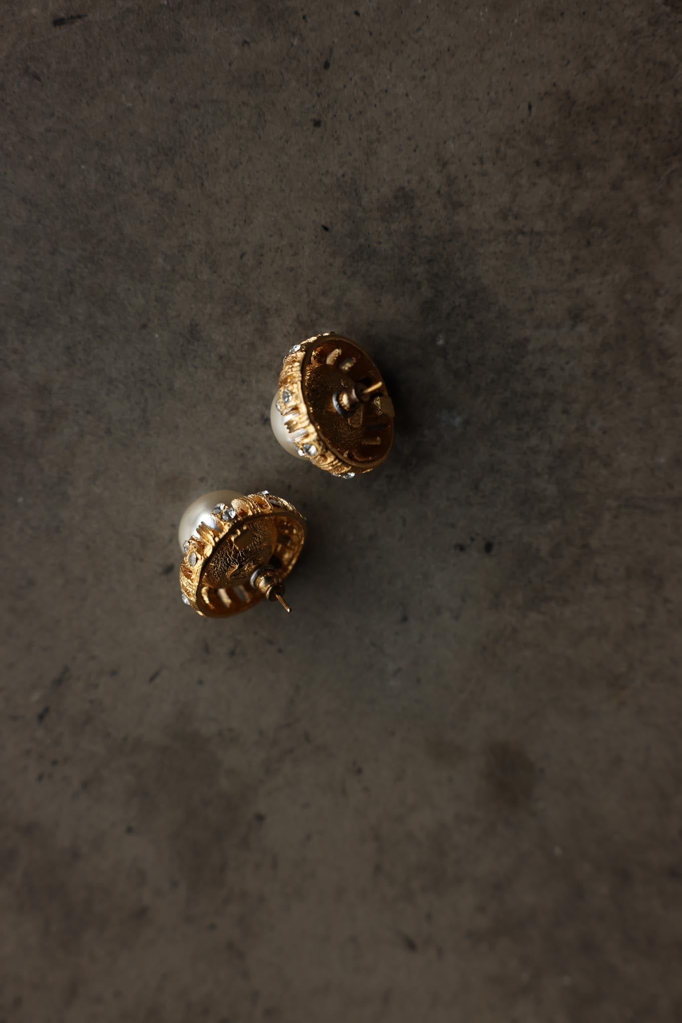 Gold-Tone Faux Pearl Sunburst Pierced Earrings