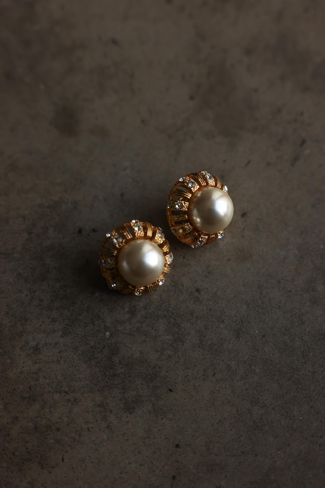 Gold-Tone Faux Pearl Sunburst Pierced Earrings