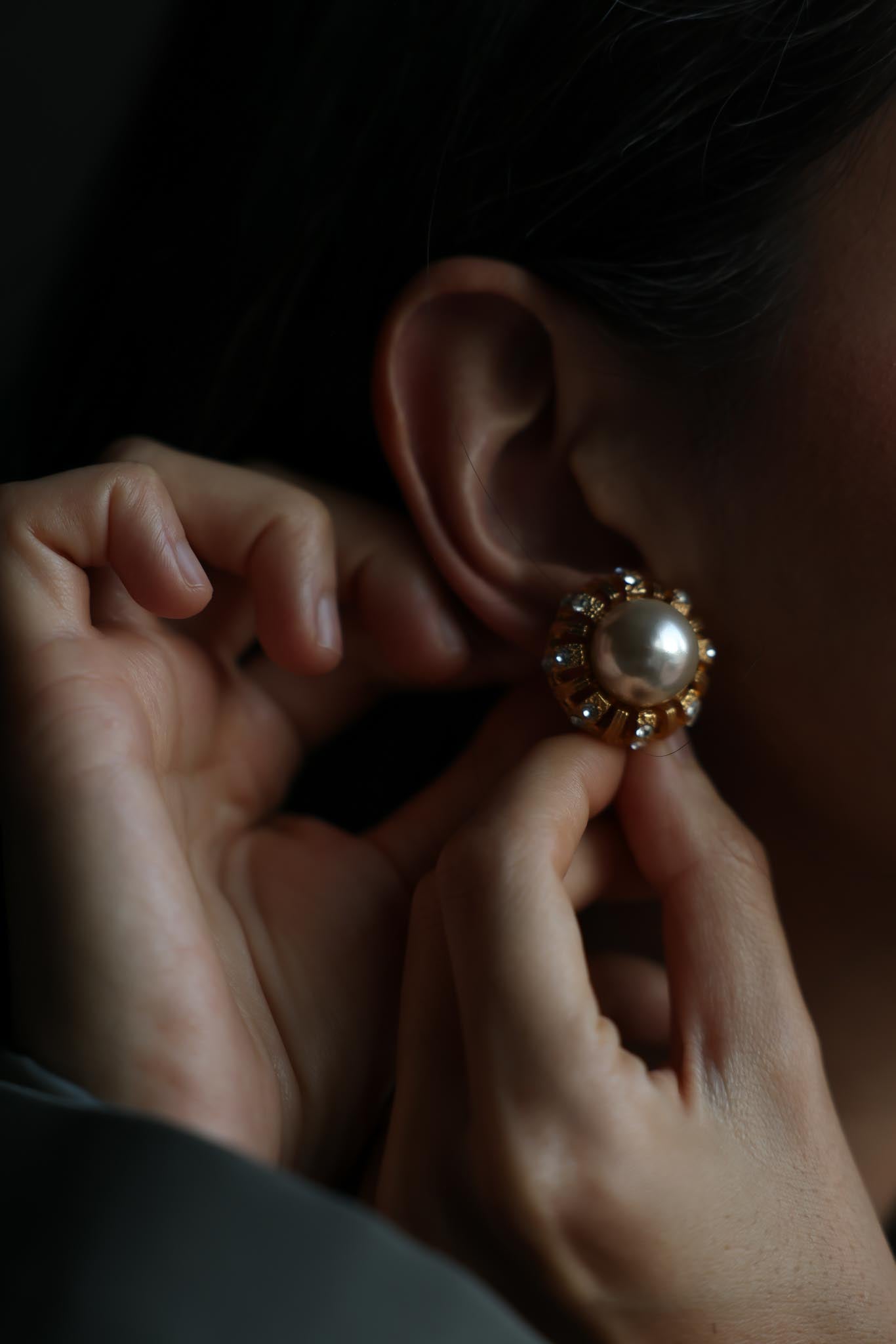 Gold-Tone Faux Pearl Sunburst Pierced Earrings