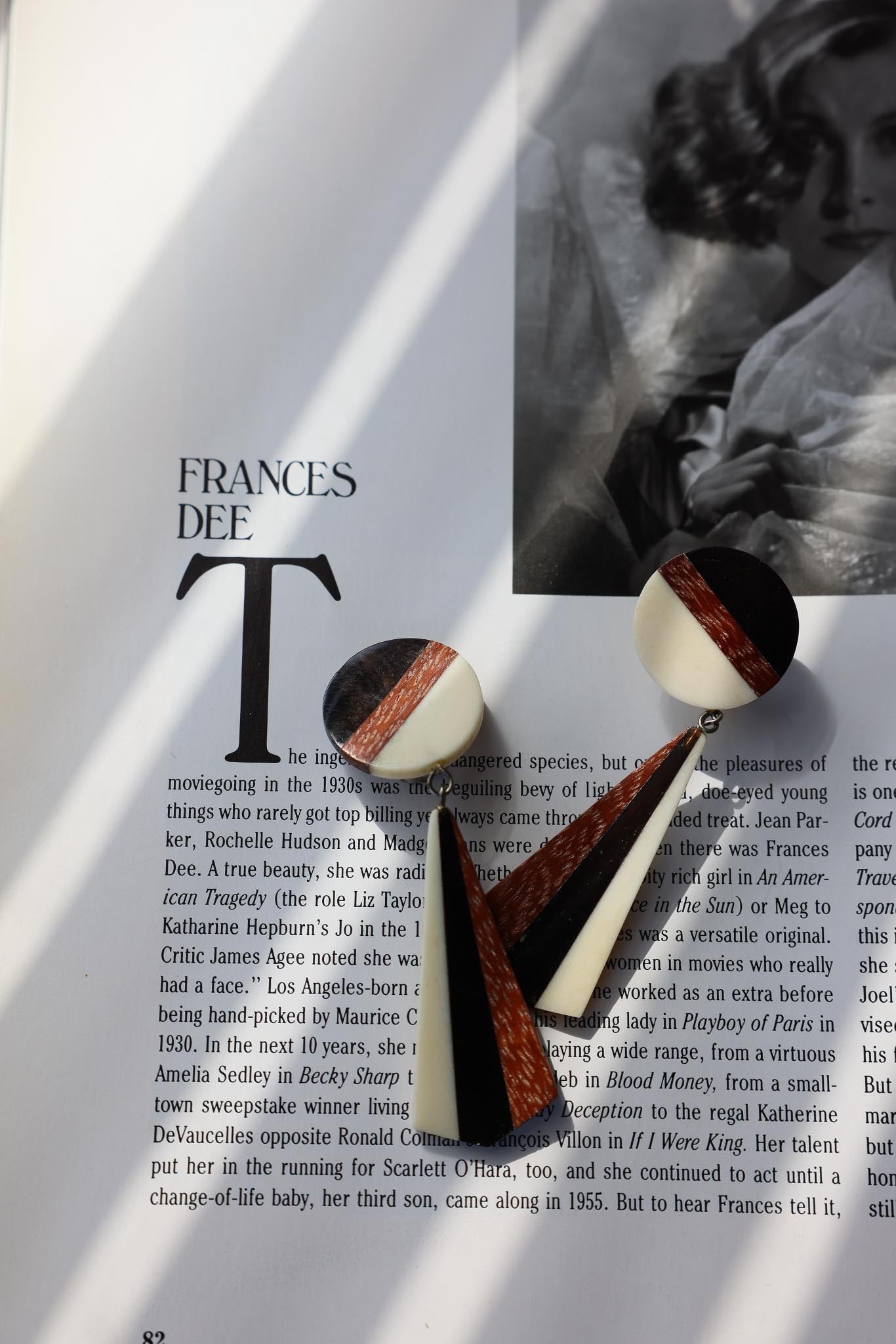 Ebony Ivory Triangle  Earrings|Vintage Baazaar 
