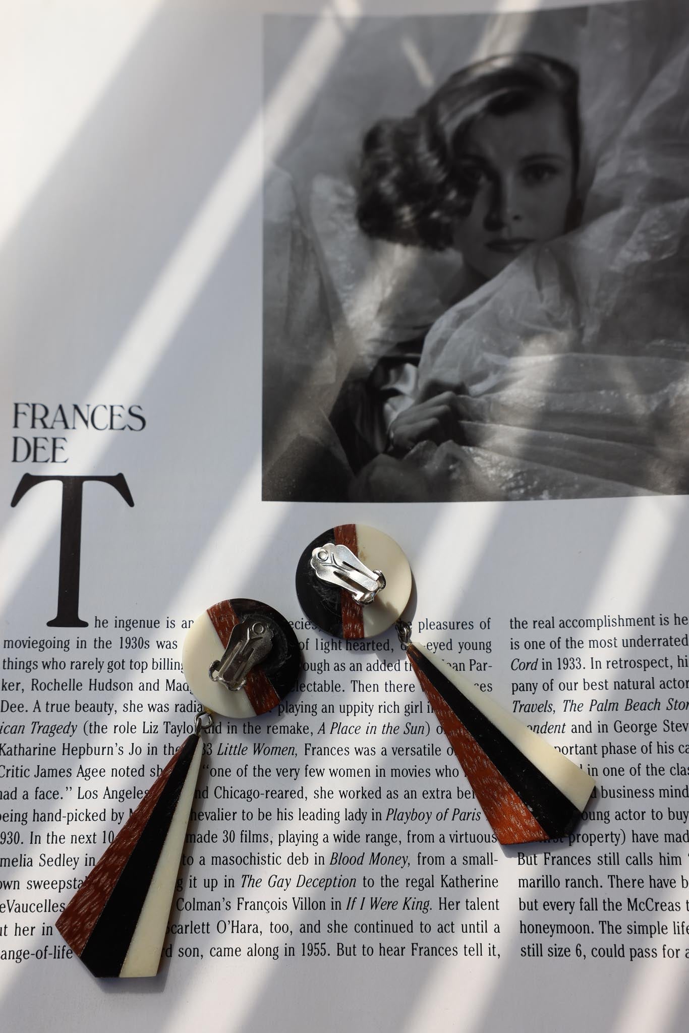 Ebony Ivory Triangle  Earrings|Vintage Baazaar 