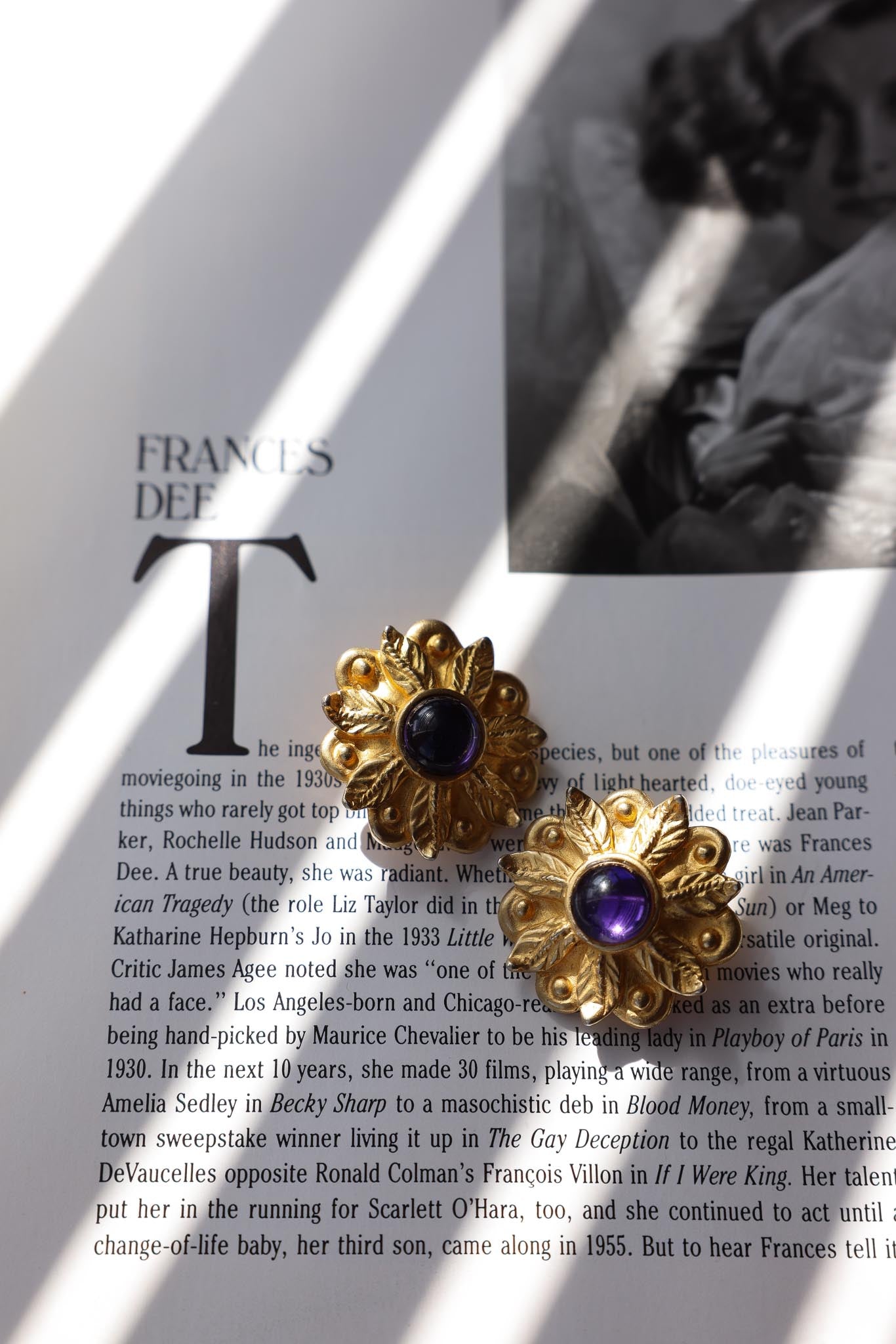 Golden Amethyst Blossom Earrings|Vintage Baazaar 