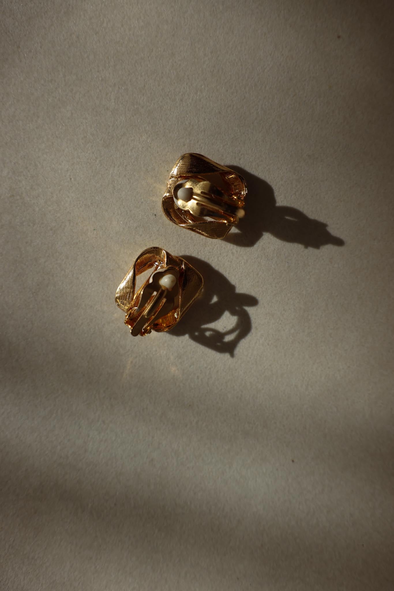 Gold-Tone Textured Ribbon Clip-On Earrings