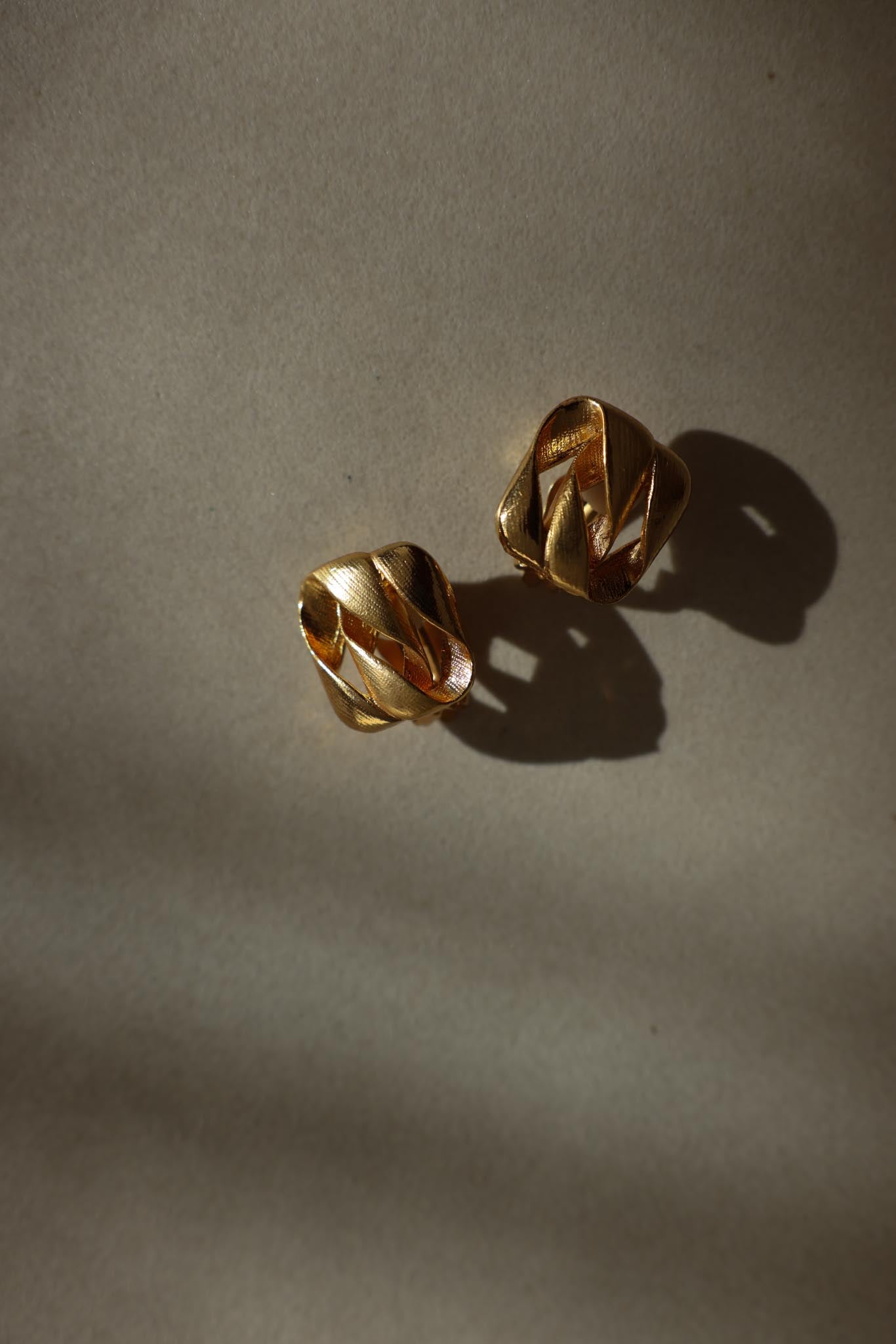 Gold-Tone Textured Ribbon Clip-On Earrings