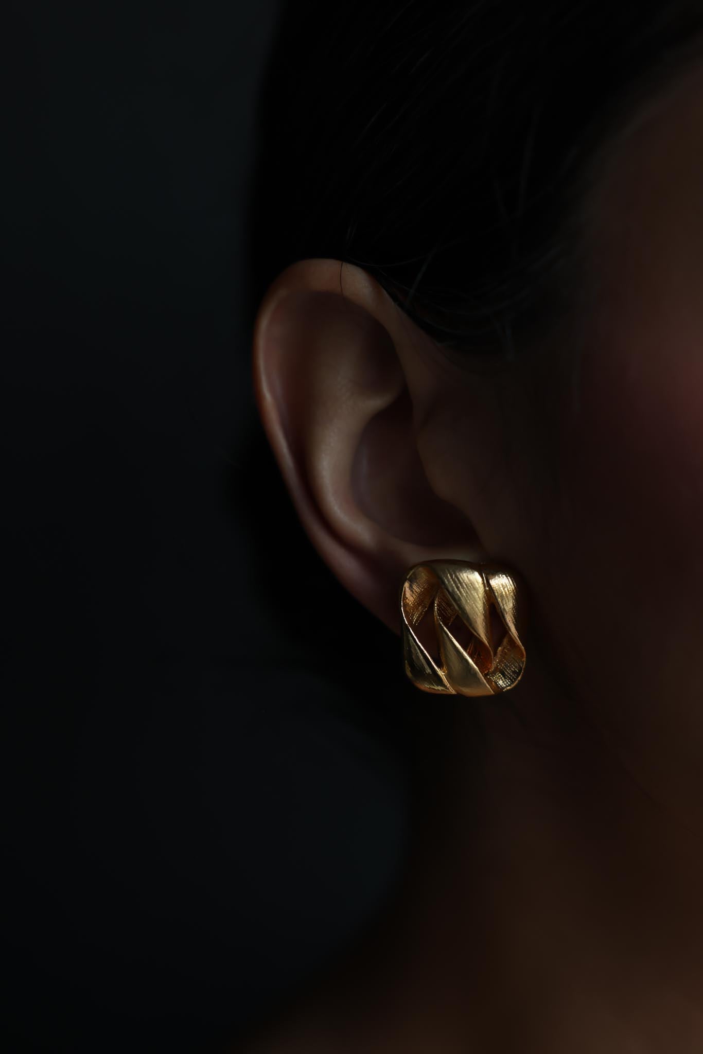 Gold-Tone Textured Ribbon Clip-On Earrings