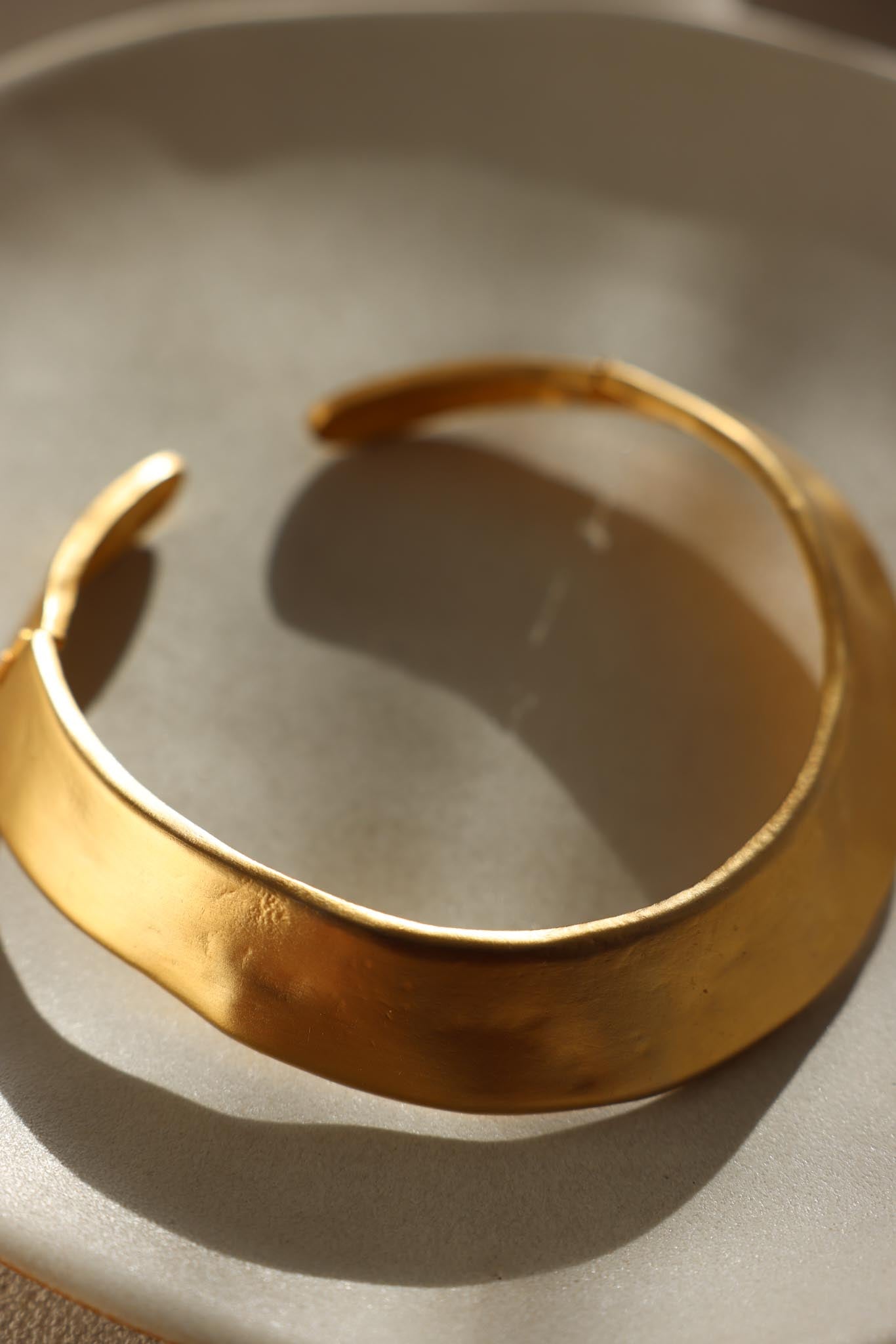 Les Bernard Matte Gold-Tone Hinged Collar Necklace