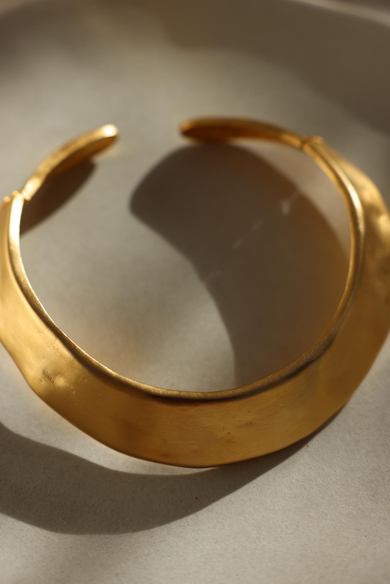 Les Bernard Matte Gold-Tone Hinged Collar Necklace