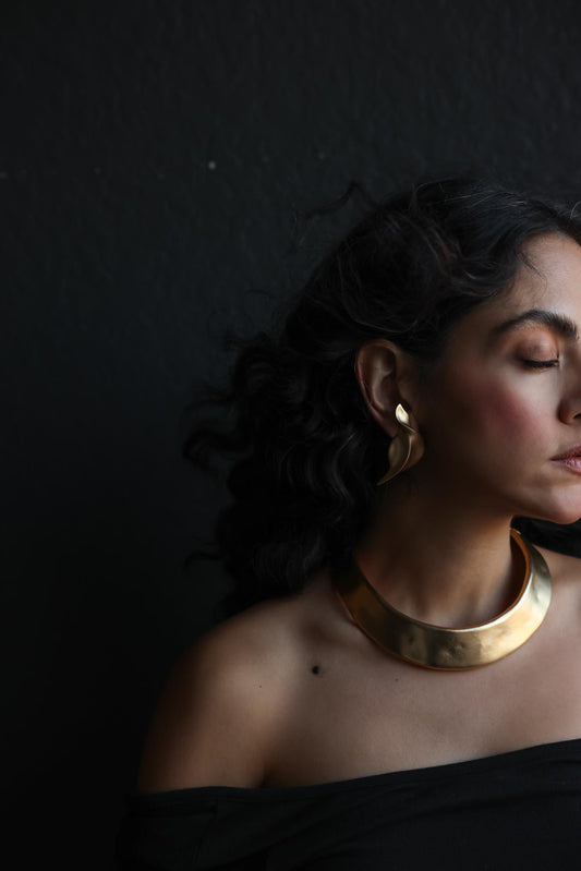 Les Bernard Matte Gold-Tone Hinged Collar Necklace