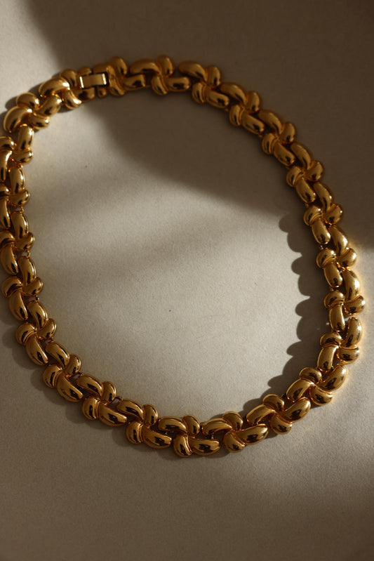 Gold-Tone Polished Link Necklace