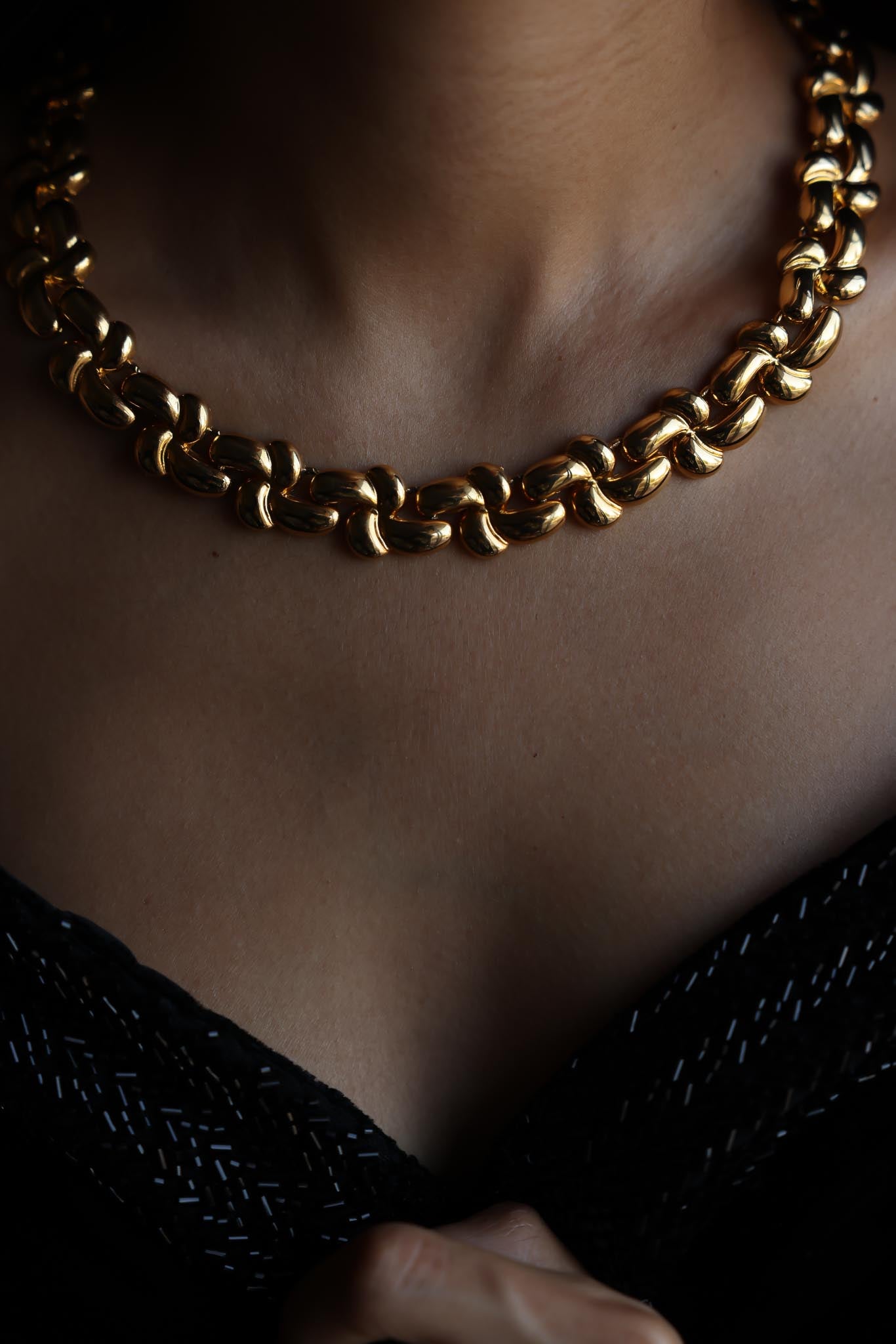 Gold-Tone Polished Link Necklace