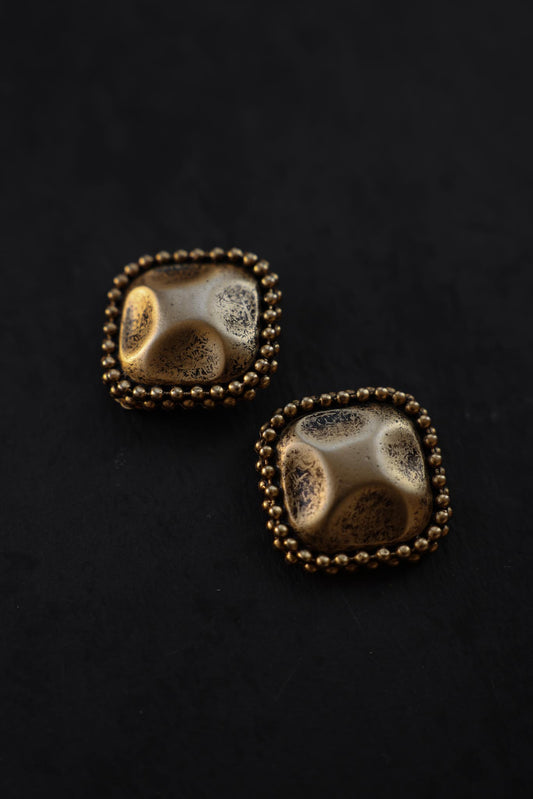 Bold Vintage Beaded Clip-On Earrings|Vintage Baazaar 