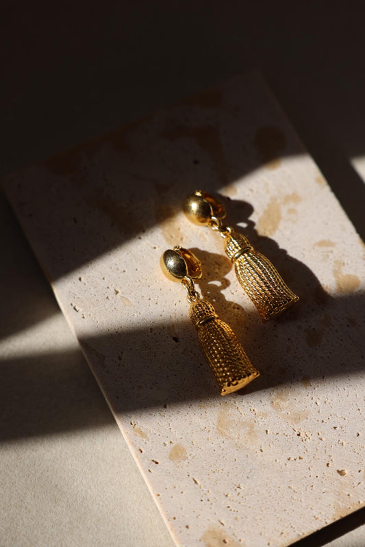 Gold-Tone Tassel Clip-On Earrings