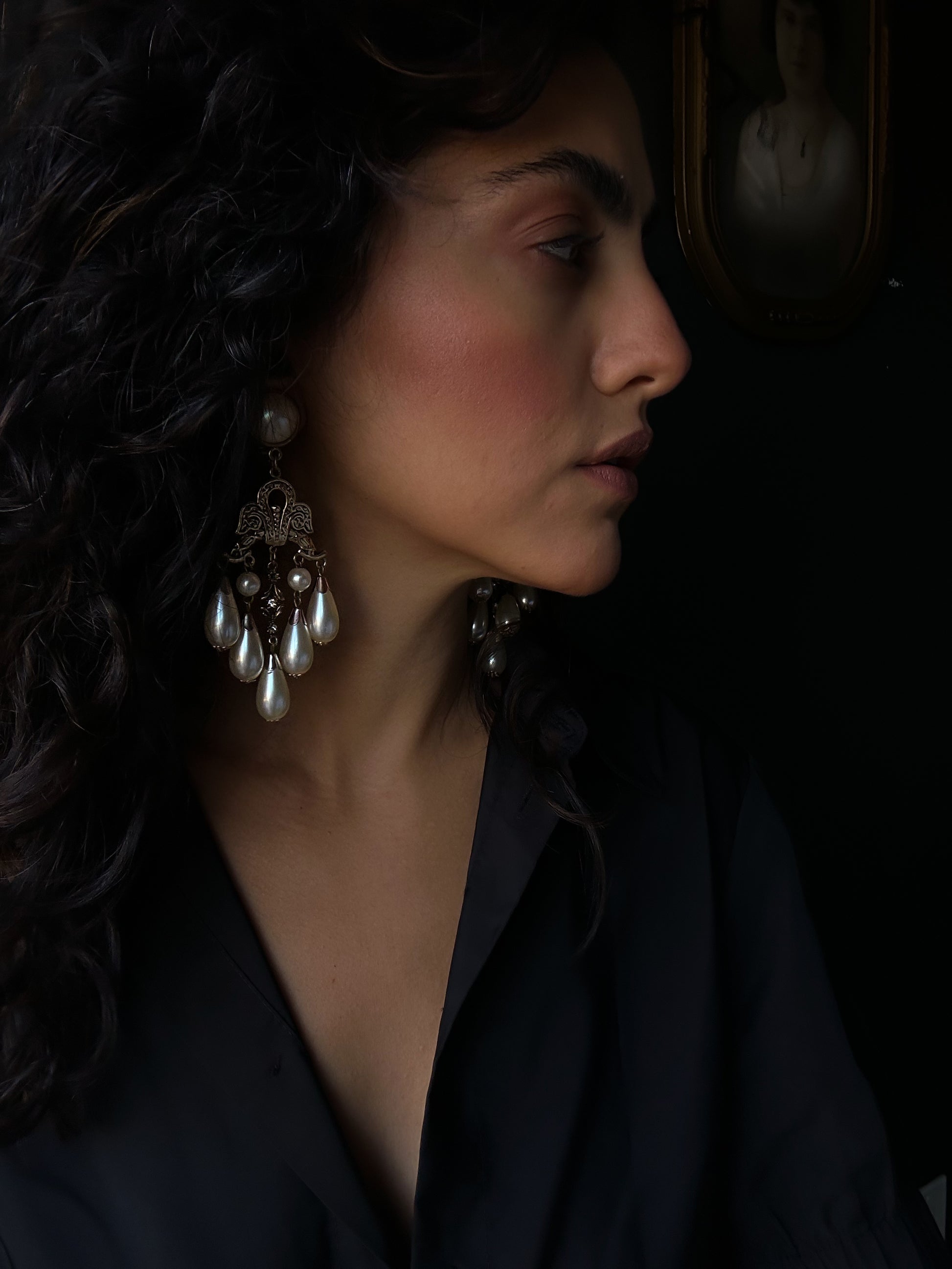 Baroque Pearl Chandlier Earrings|Vintage Baazaar 