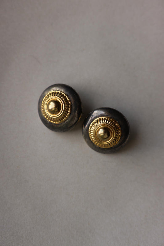 Two-Tone Medallion Clip-On Earrings