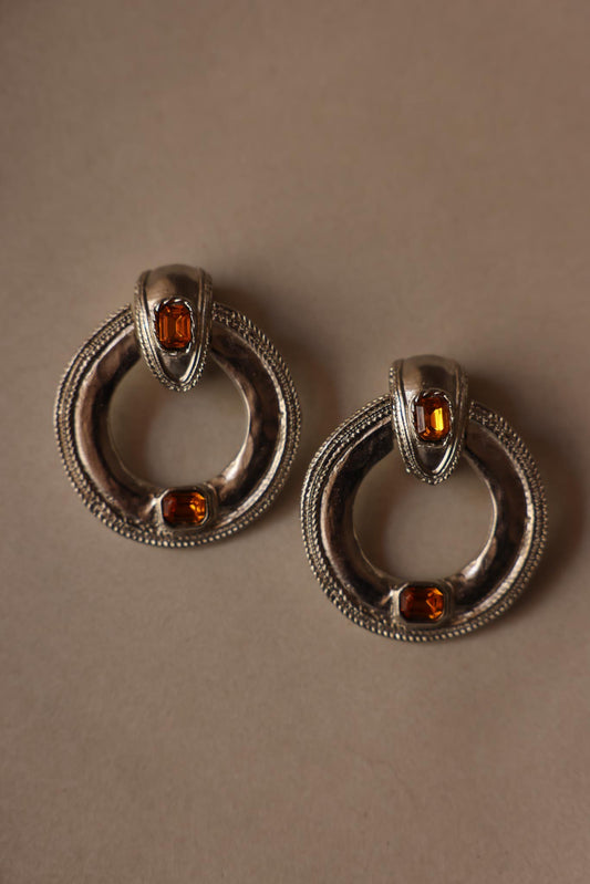 Orbit Amber  Clip-On Earrings|Vintage Baazaar 