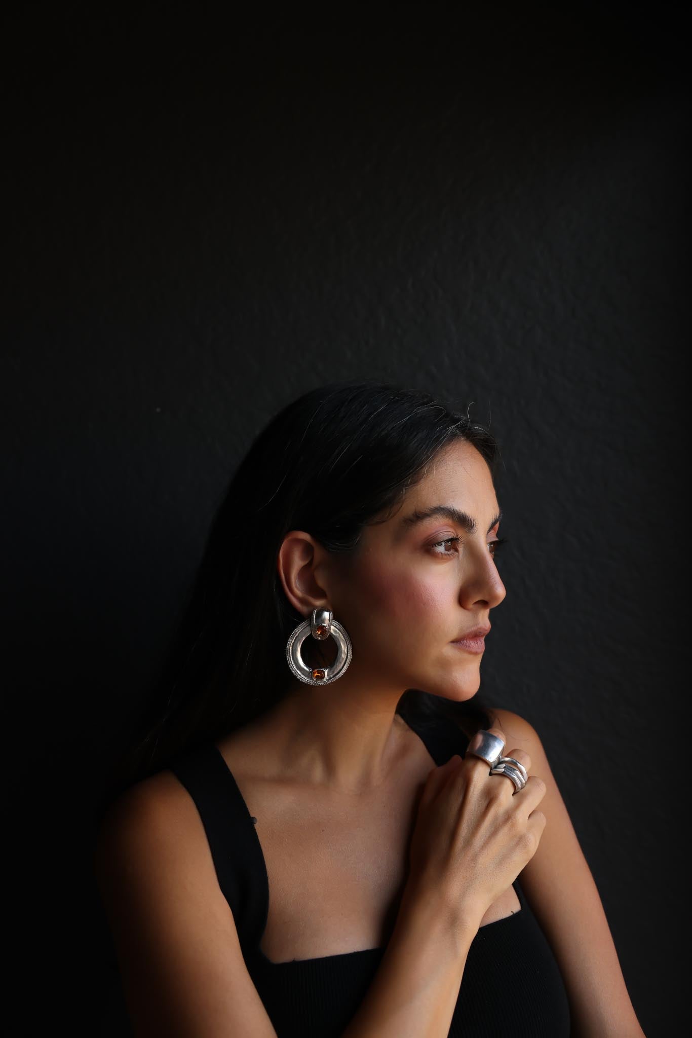 Orbit Amber  Clip-On Earrings|Vintage Baazaar 