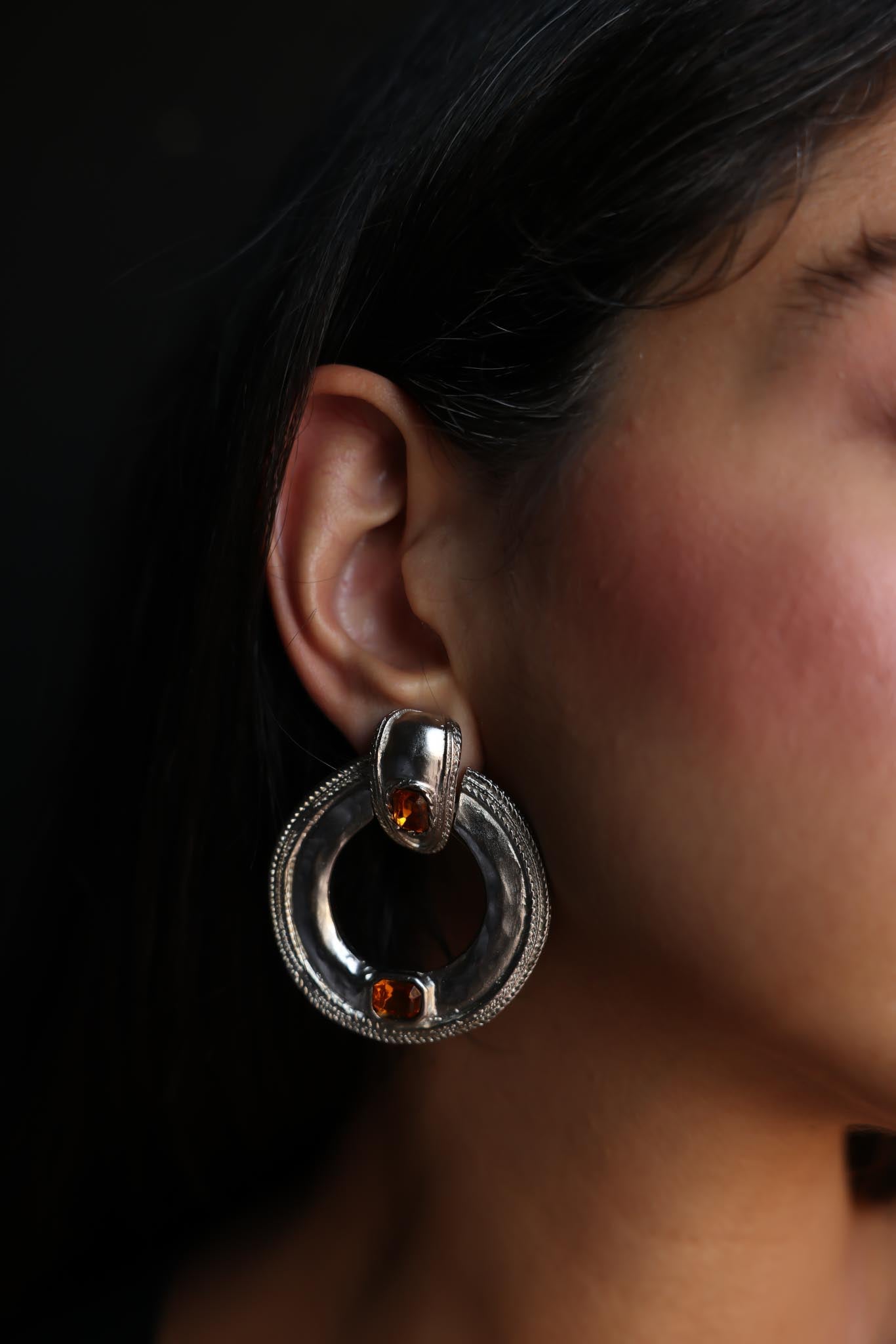 Orbit Amber  Clip-On Earrings|Vintage Baazaar 