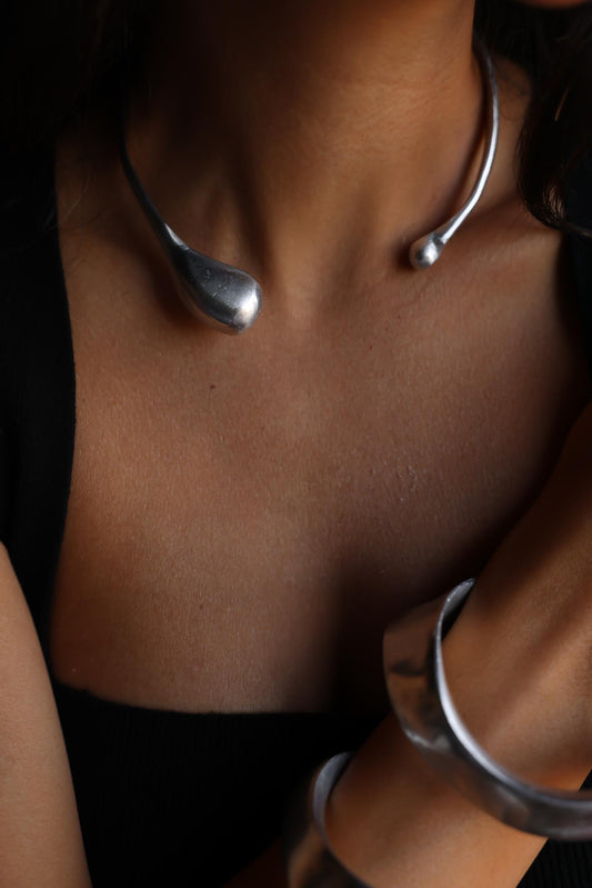 Sculptural Aluminum Drop-End Necklace ( Non-Vintage)|Vintage Baazaar 
