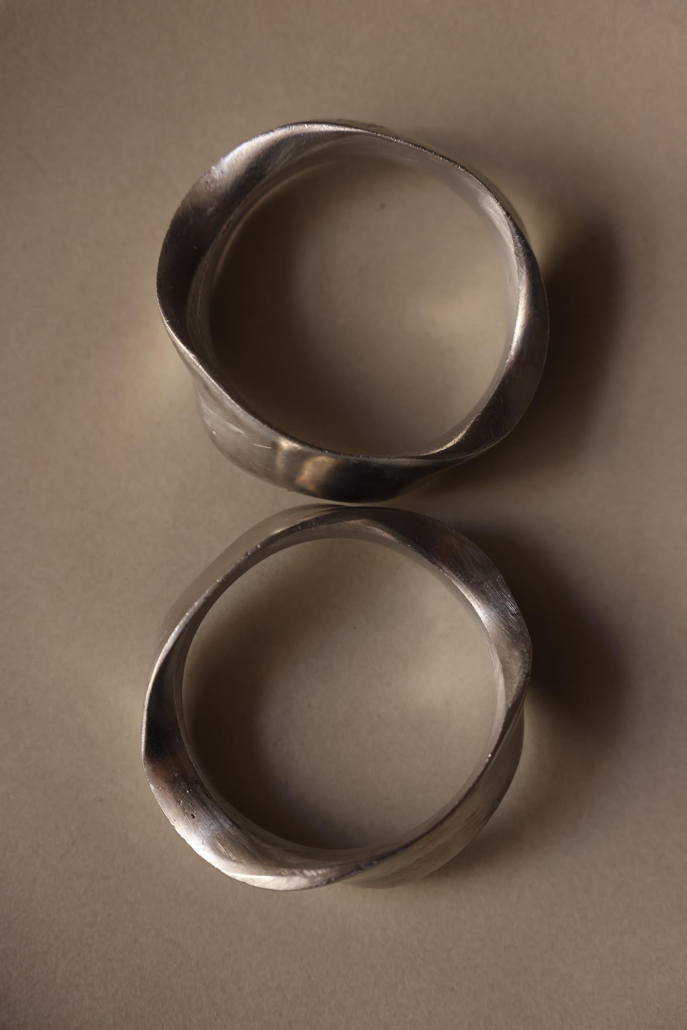 Silver Wave Aluminum Bangles - Set of Two (Non-Vintage)|Vintage Baazaar 