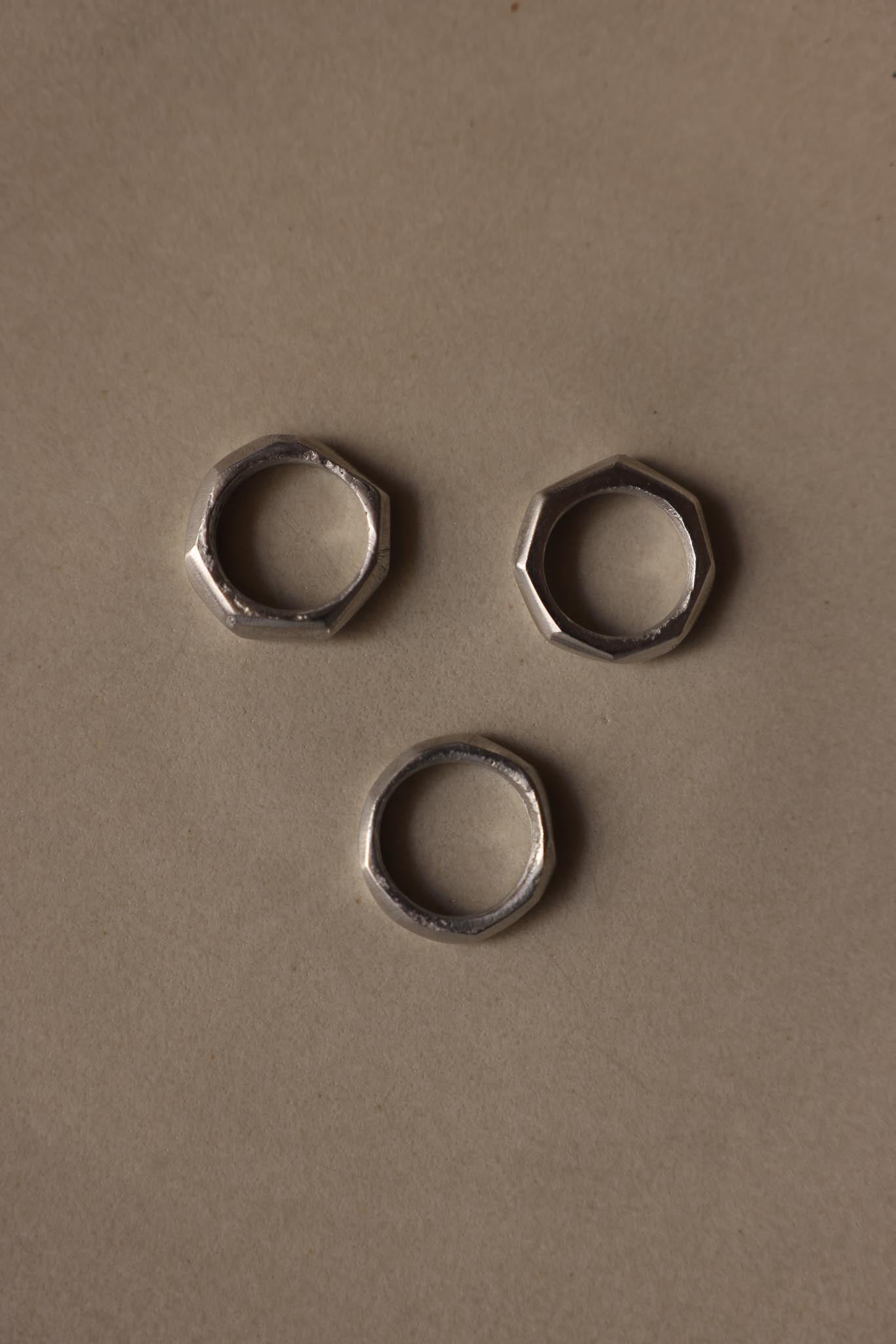 Sculpted Stack Ring Set in Aluminum - Set of 3 (Non-Vintage)|Vintage Baazaar 