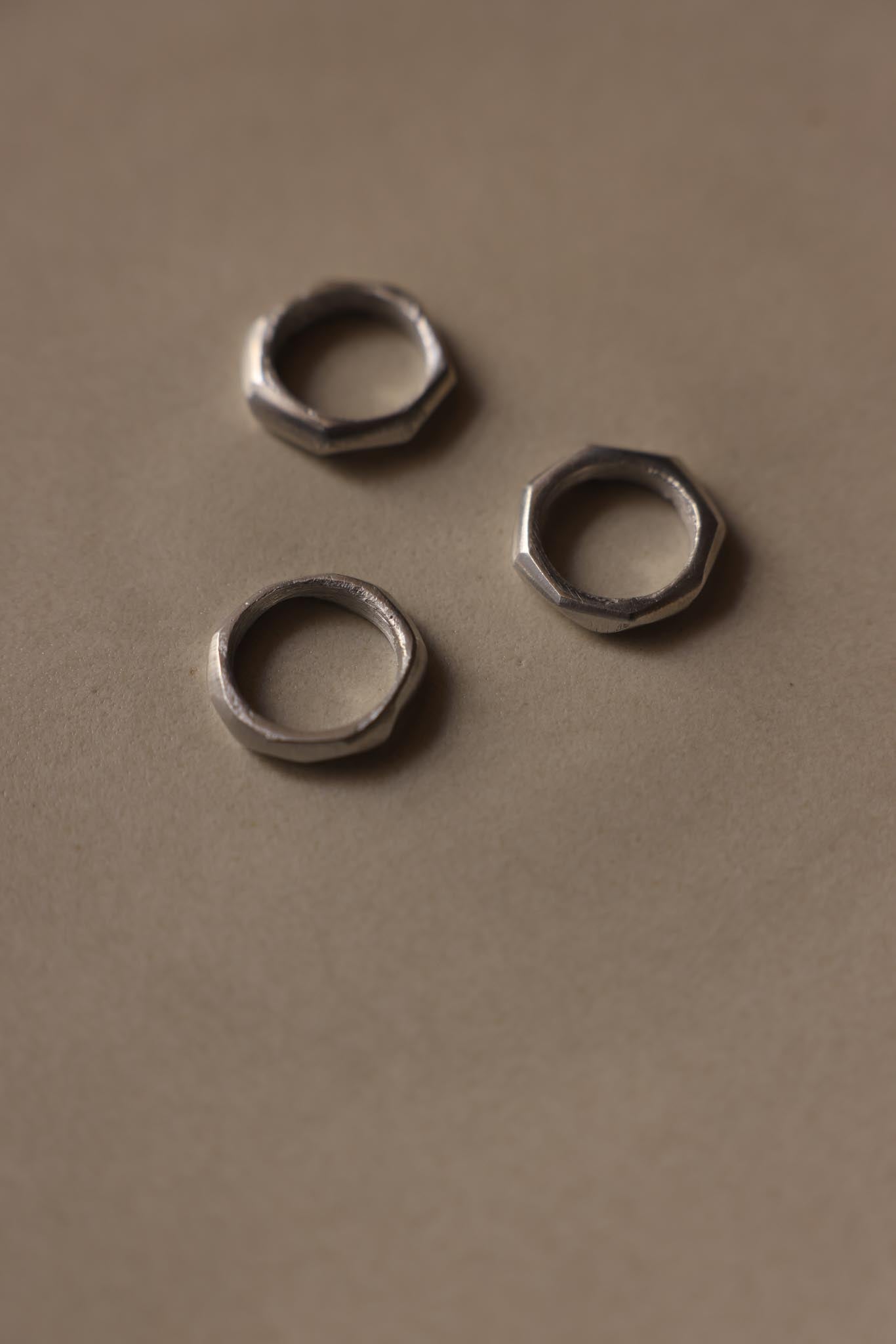 Sculpted Stack Ring Set in Aluminum - Set of 3 (Non-Vintage)|Vintage Baazaar 