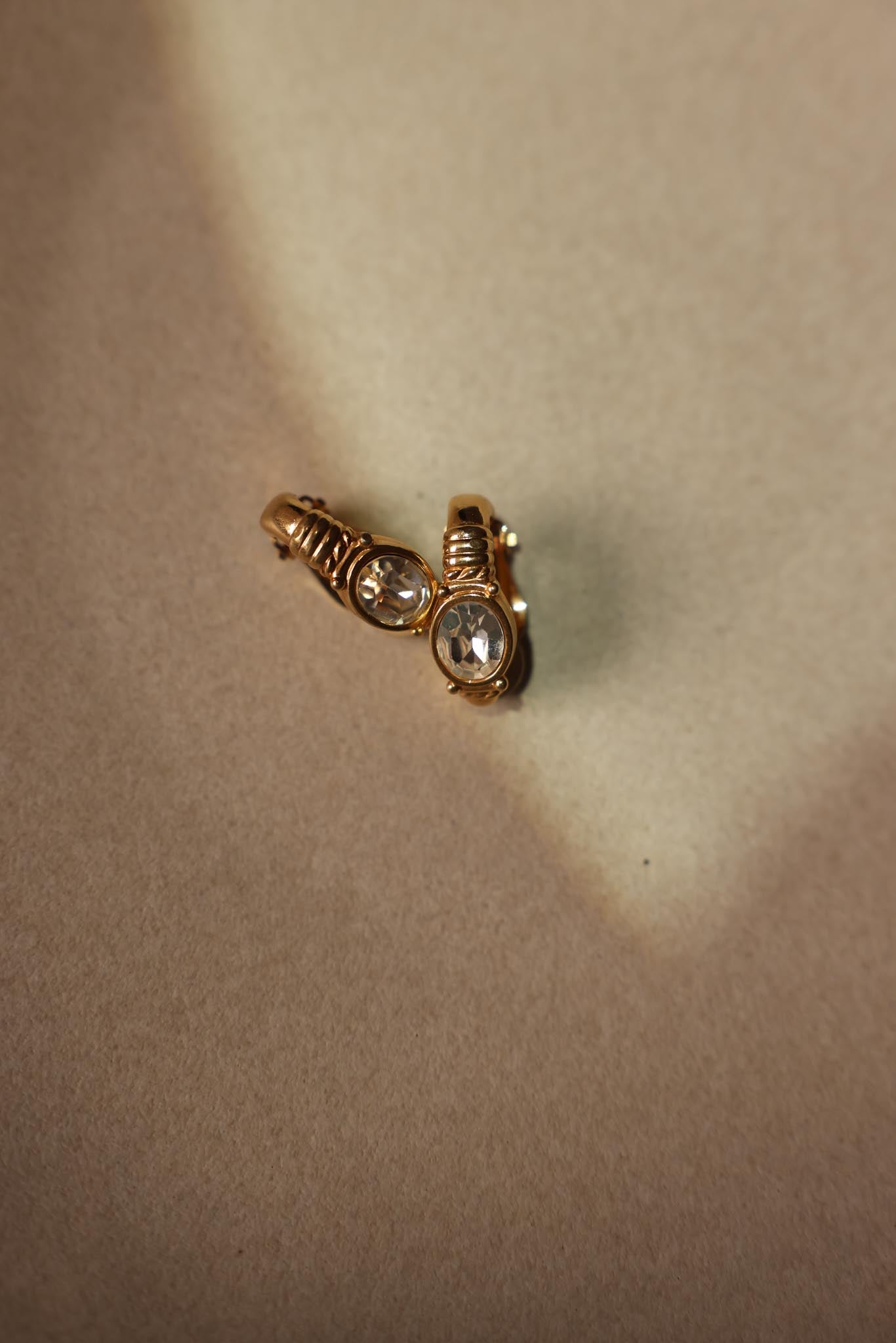 Gold-Tone Clip-On Earrings with Clear Rhinestones